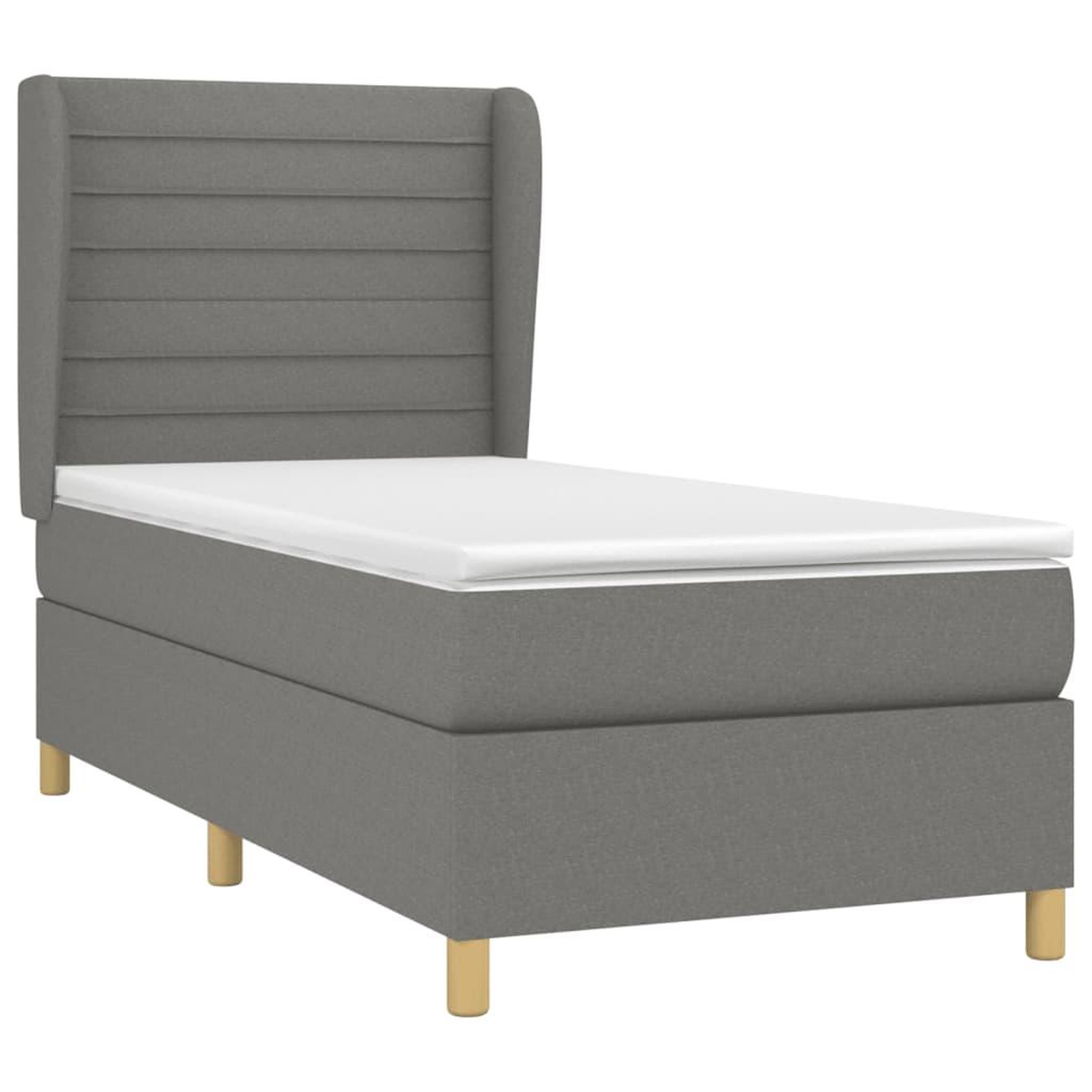 Voir la diapositive 3 : VIDAXL Sommier a lattes de lit avec matelas Gris fonce 80x200 cm Tissu