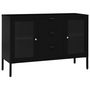 Voir la diapositive 2 : VIDAXL Buffet Noir 105x35x70 cm Acier et verre trempe