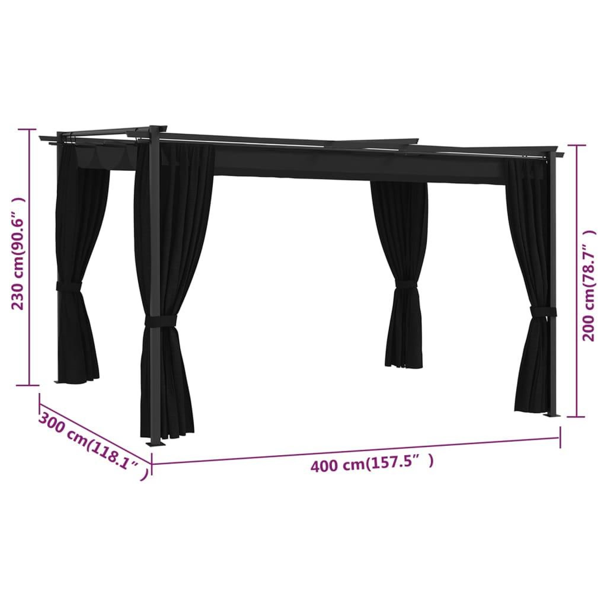 Voir la diapositive 6 : VIDAXL Belvedere 4x3 m anthracite