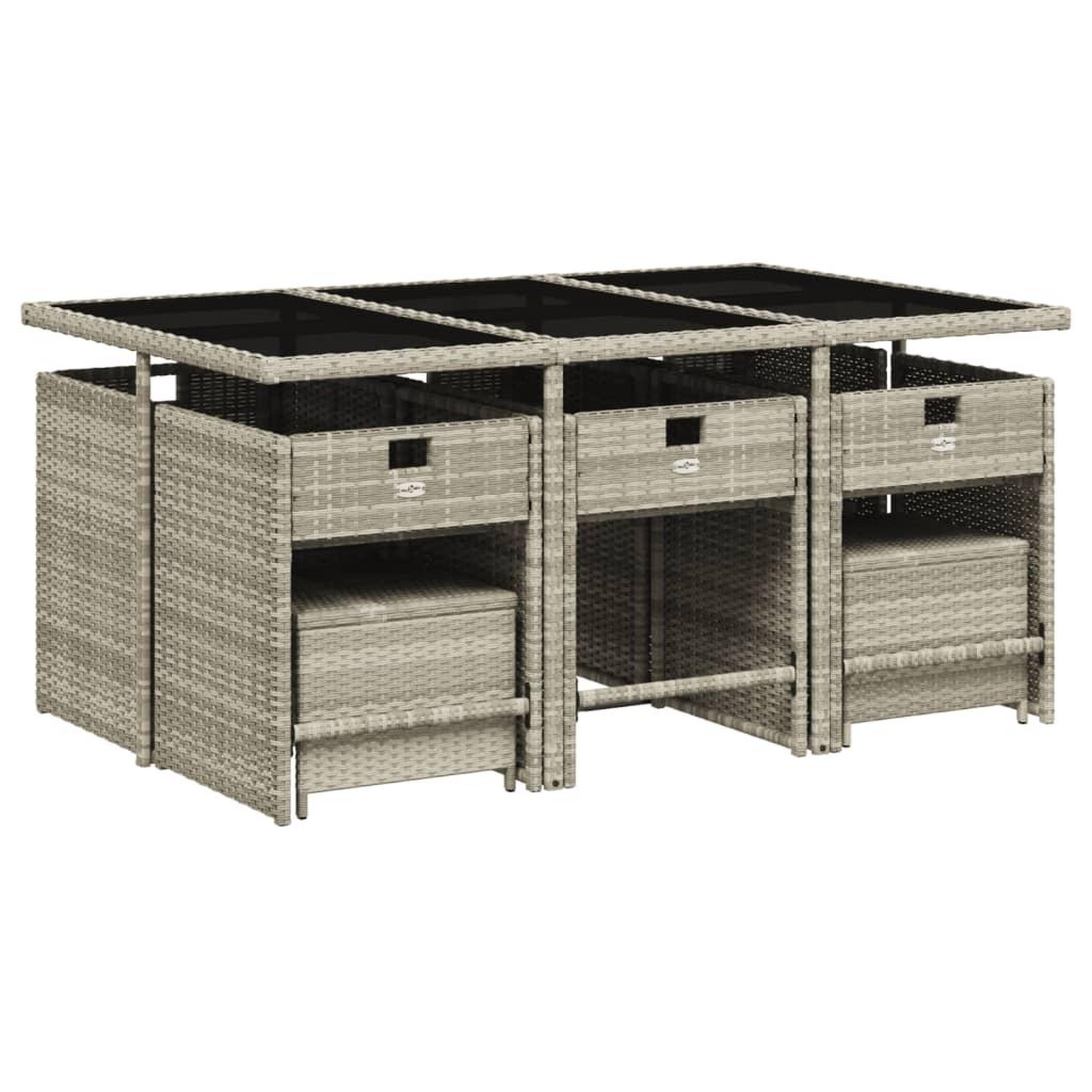 Voir la diapositive 3 : VIDAXL Ensemble a manger de jardin 11pcs avec coussins gris poly rotin