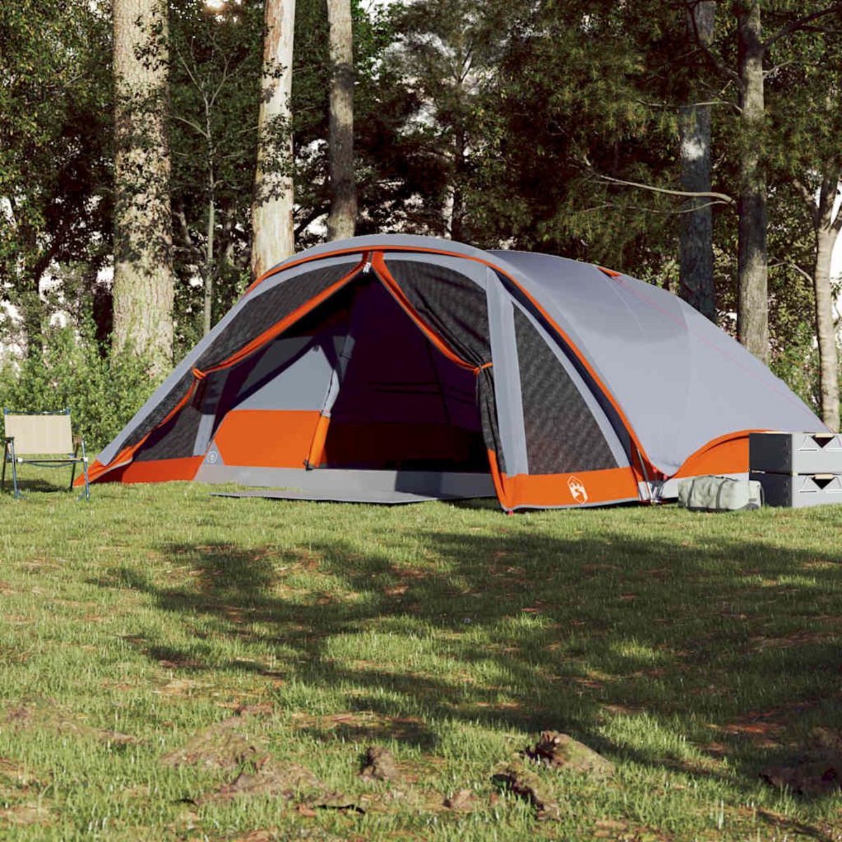 VIDAXL Tente de cabine familiale 6 personnes gris impermeable