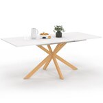 ID MARKET Table à manger extensible rectangle ALIX 6-10 personnes pied araignée bois et plateau blanc GISELE 160-200 cm