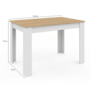 Voir la diapositive 4 : ID MARKET Table à manger rectangle ROZY 6 personnes blanc plateau façon hêtre 110 cm