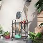 Voir la diapositive 2 : OUTSUNNY Organisateur d'outils de jardin - chariot de jardin - desserte - 9 crochets, 20 compartiments - métal noir