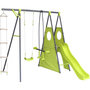 Voir la diapositive 1 : Habitat et Jardin Portique de jeu métal avec toboggan  Dany - 5 agrès - Vert