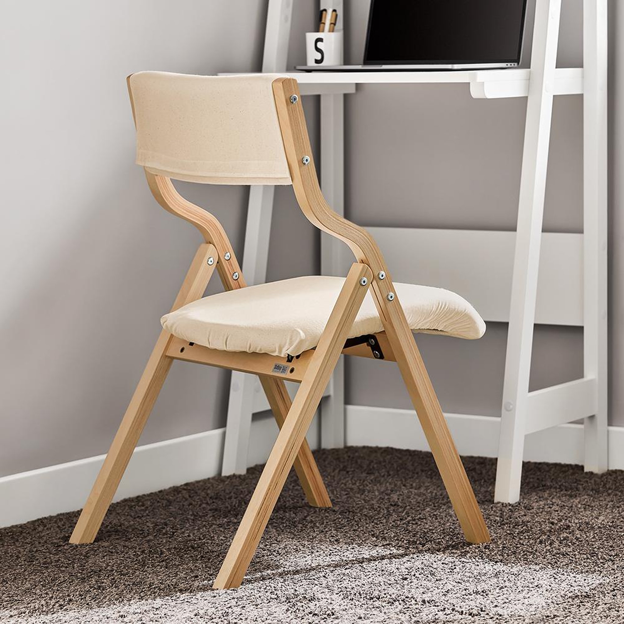 Voir la diapositive 4 : SOBUY Chaise Pliante Design Blanc 48x42x80cm FST40-WX2