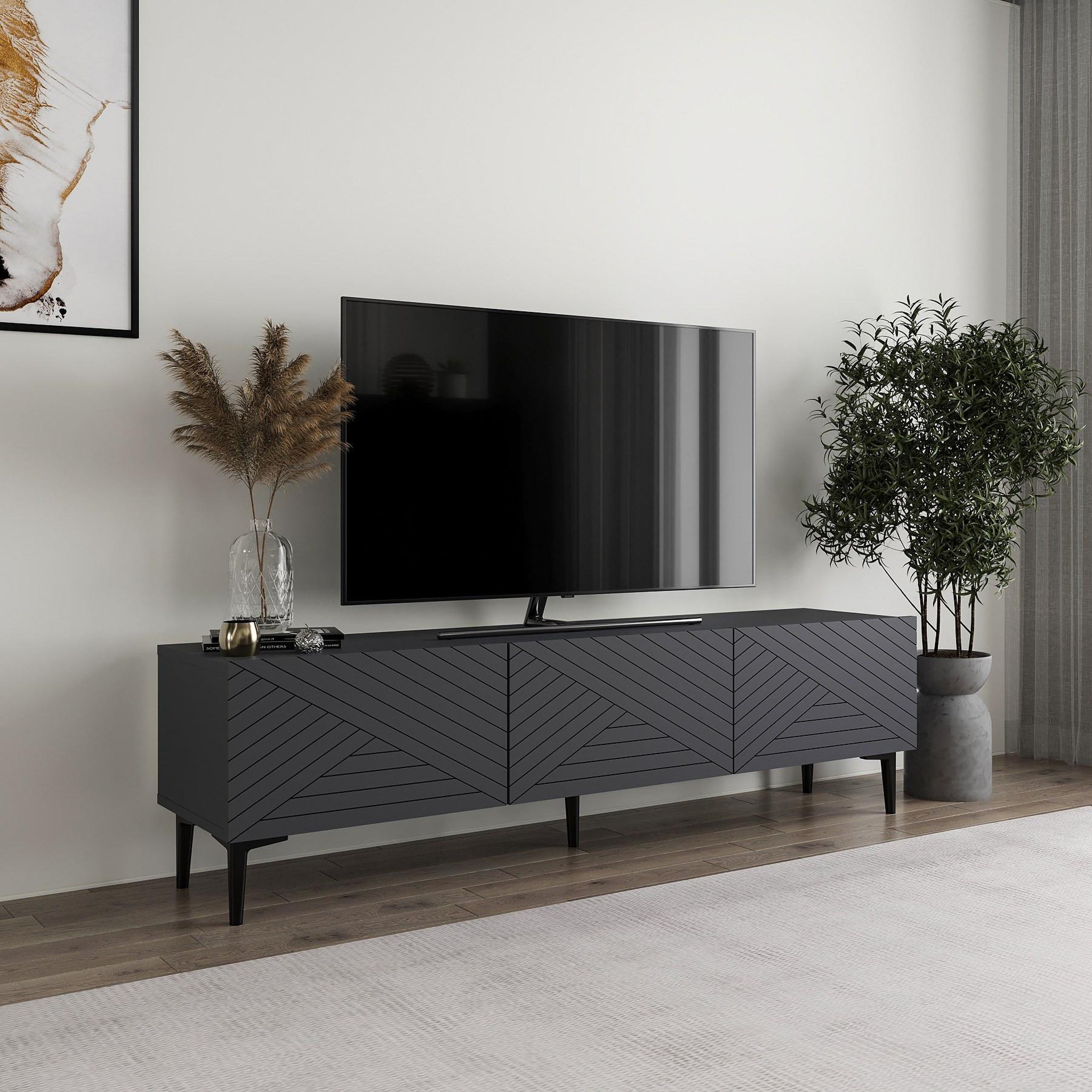 Voir la diapositive 3 : Habitat et Jardin Meuble tv en bois  felix  160 x 31,4 x 44,1 cm - anthracite