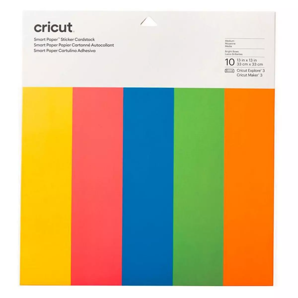CRICUT 10 papiers cartonnés autocollants couleurs vives 33 x 33 cm - Cricut