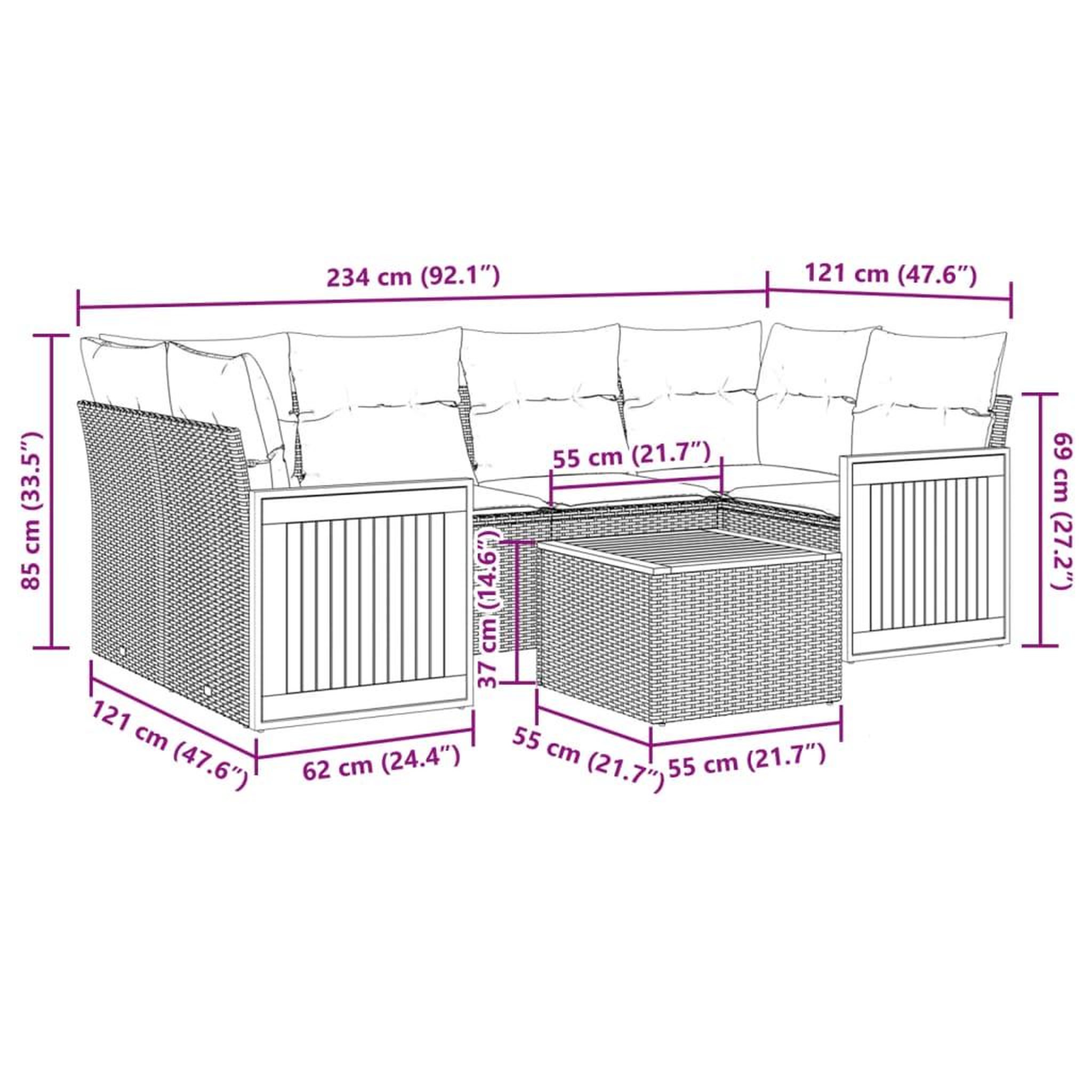 Voir la diapositive 4 : VIDAXL Salon de jardin avec coussins 7 pcs beige resine tressee