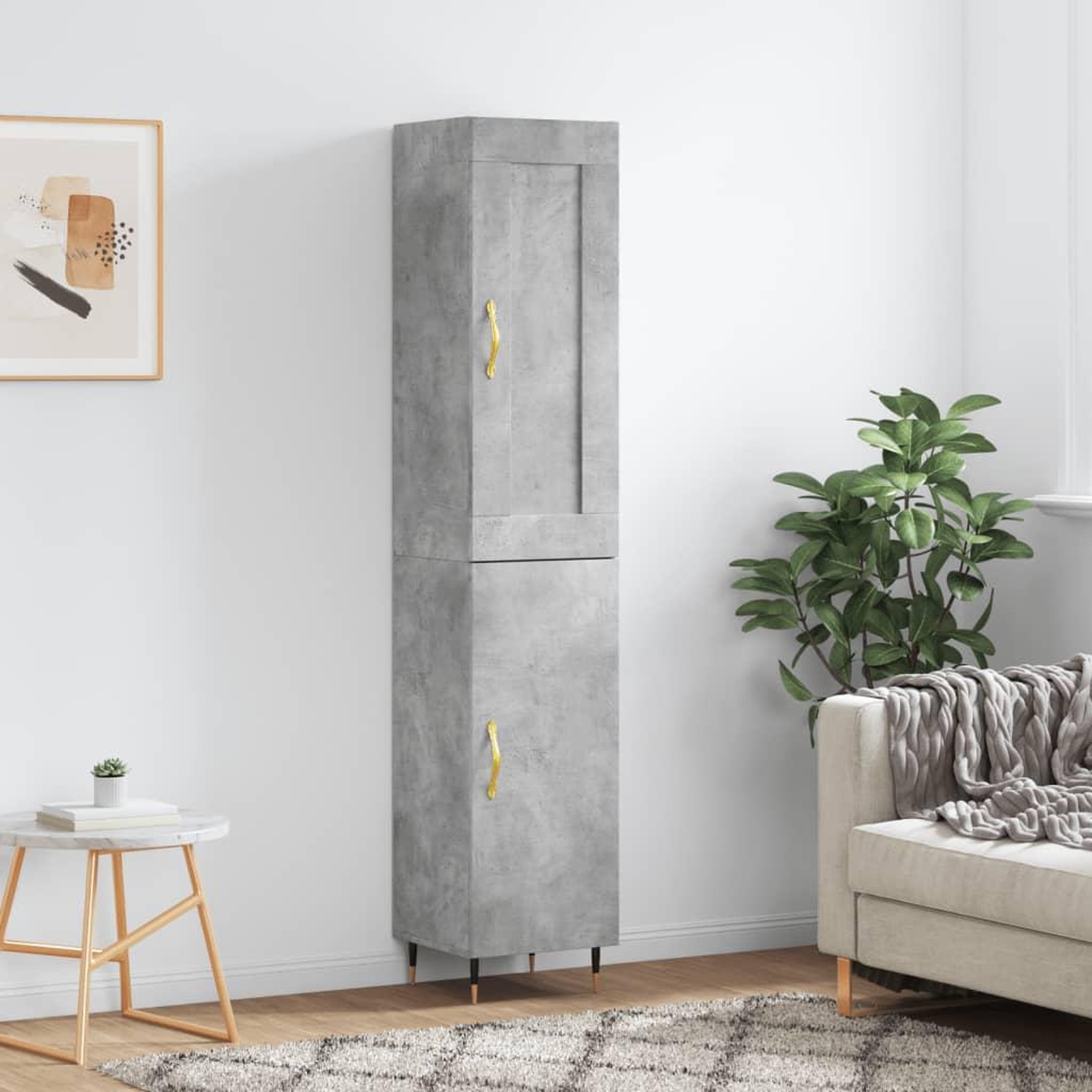 VIDAXL Buffet haut Gris beton 34,5x34x180 cm Bois d'ingenierie