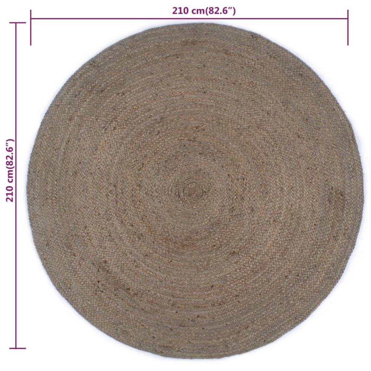 VIDAXL Tapis fait a la main Jute Rond 210 cm Gris