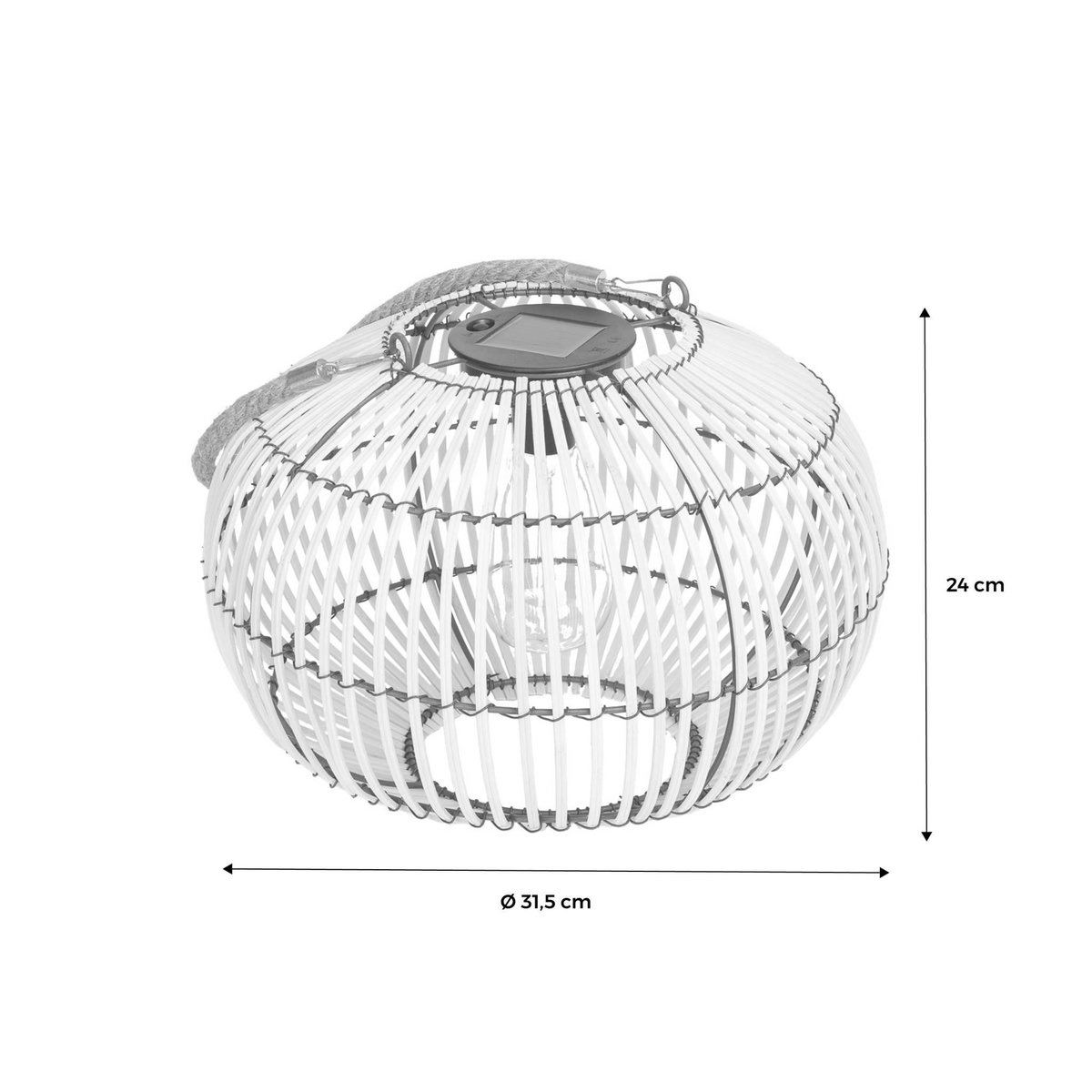 SWEEEK Lampe extérieur solaire LED à suspendre ou à poser Lilou rotin naturel Ø 31.5cm