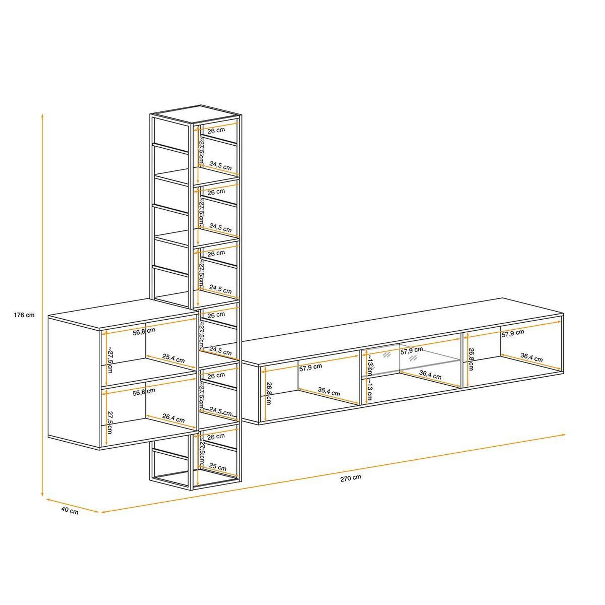 Voir la diapositive 4 : Paris Prix Ensemble meuble tv design  switch vi  270cm naturel & noir