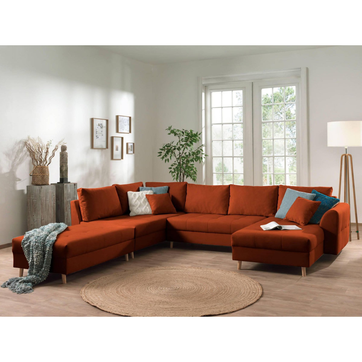 LISA DESIGN Rune - canapé panoramique avec pouf d'appoint - 7 places - style scandinave - gauche