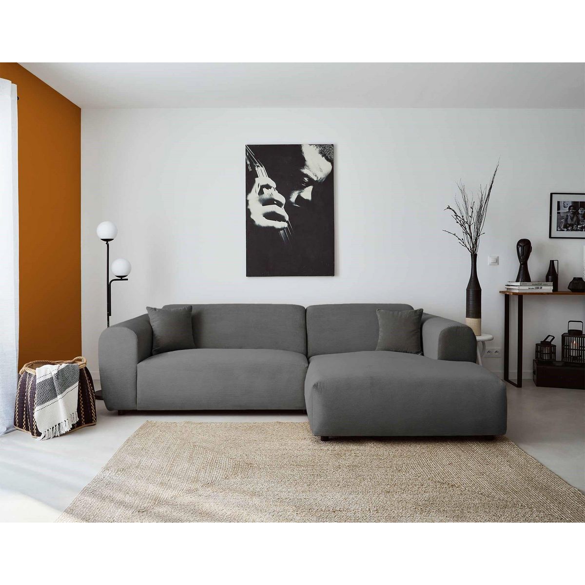 LISA DESIGN Aumance - canapé d'angle droit 4 places - en velours côtelé