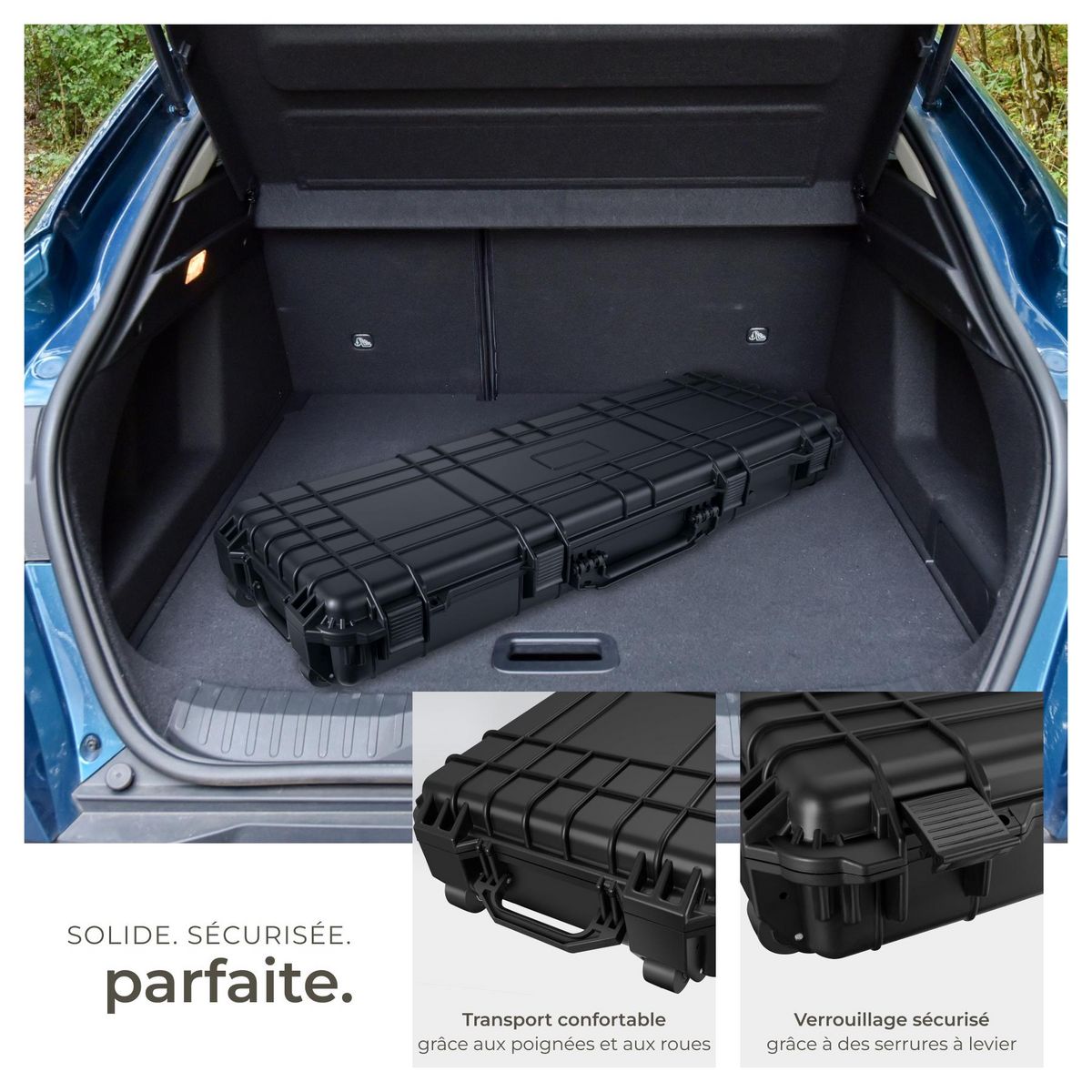 tectake Valise de protection pour fusil avec coque dure robuste noir