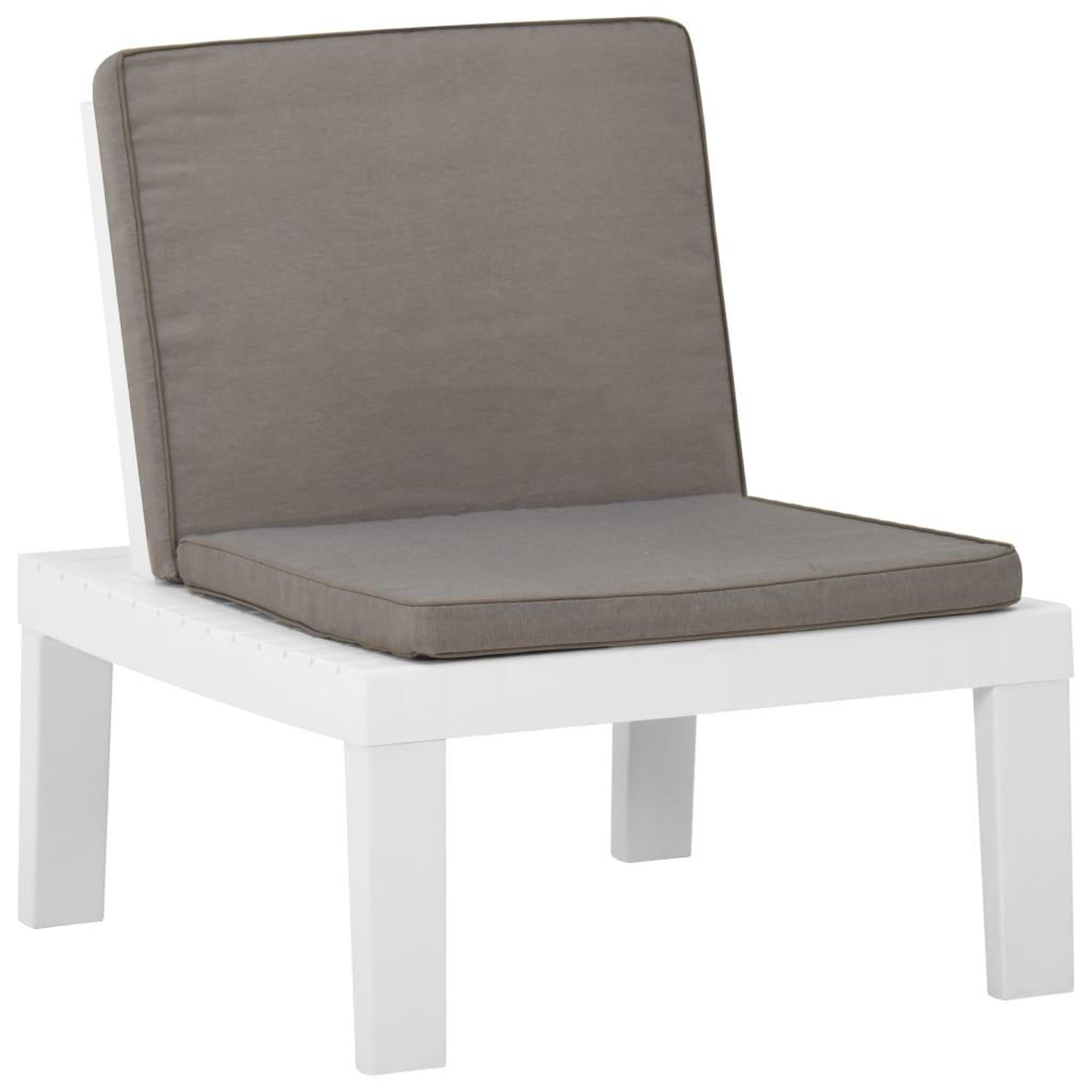 Voir la diapositive 1 : VIDAXL Chaise de salon de jardin avec coussin Plastique Blanc