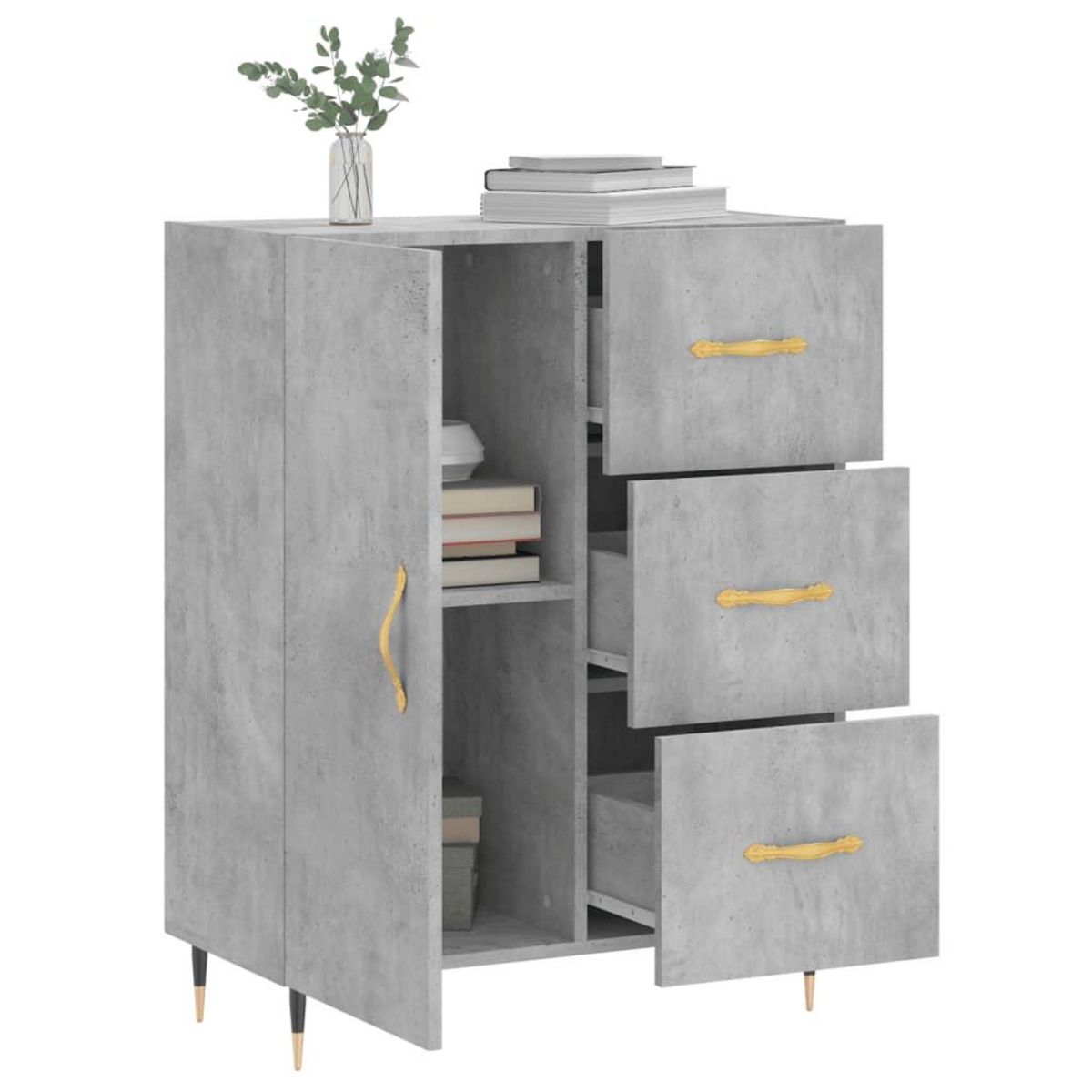 VIDAXL Buffet gris beton 69,5x34x90 cm bois d'ingenierie