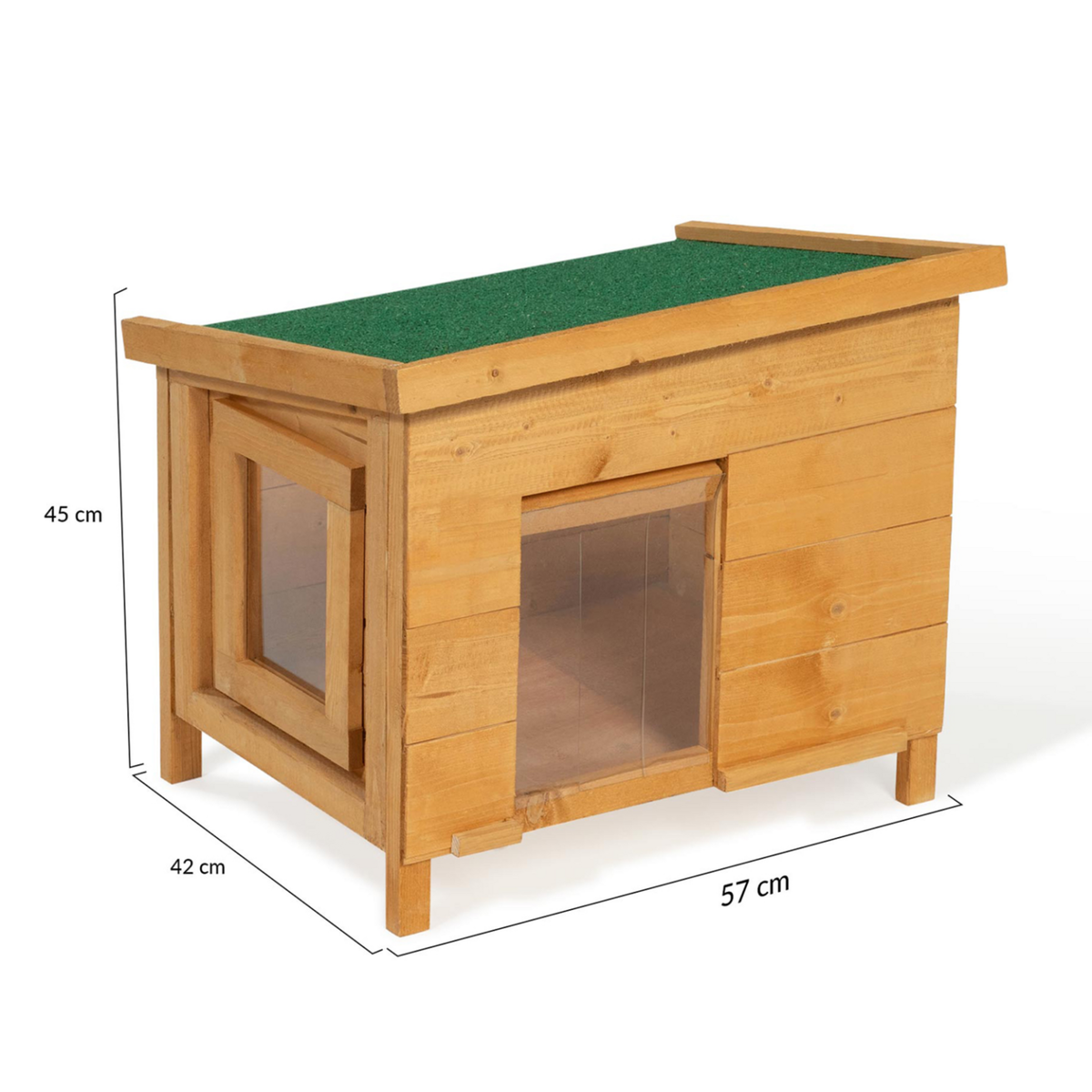 ID MARKET Maison pour chat niche en bois avec porte basculante à lamelles