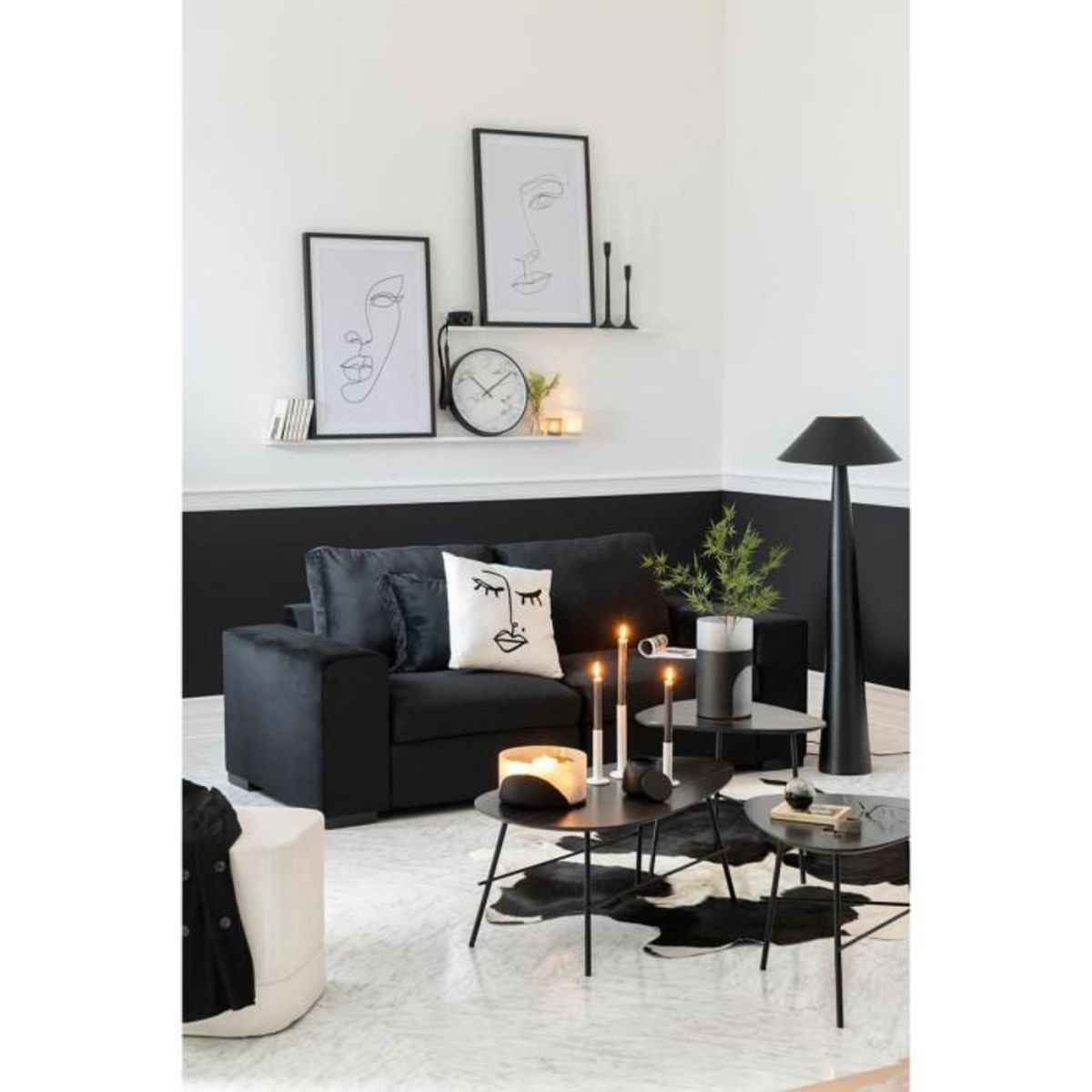 Paris Prix Lot de 3 Chandeliers Déco  Mat  21cm Blanc