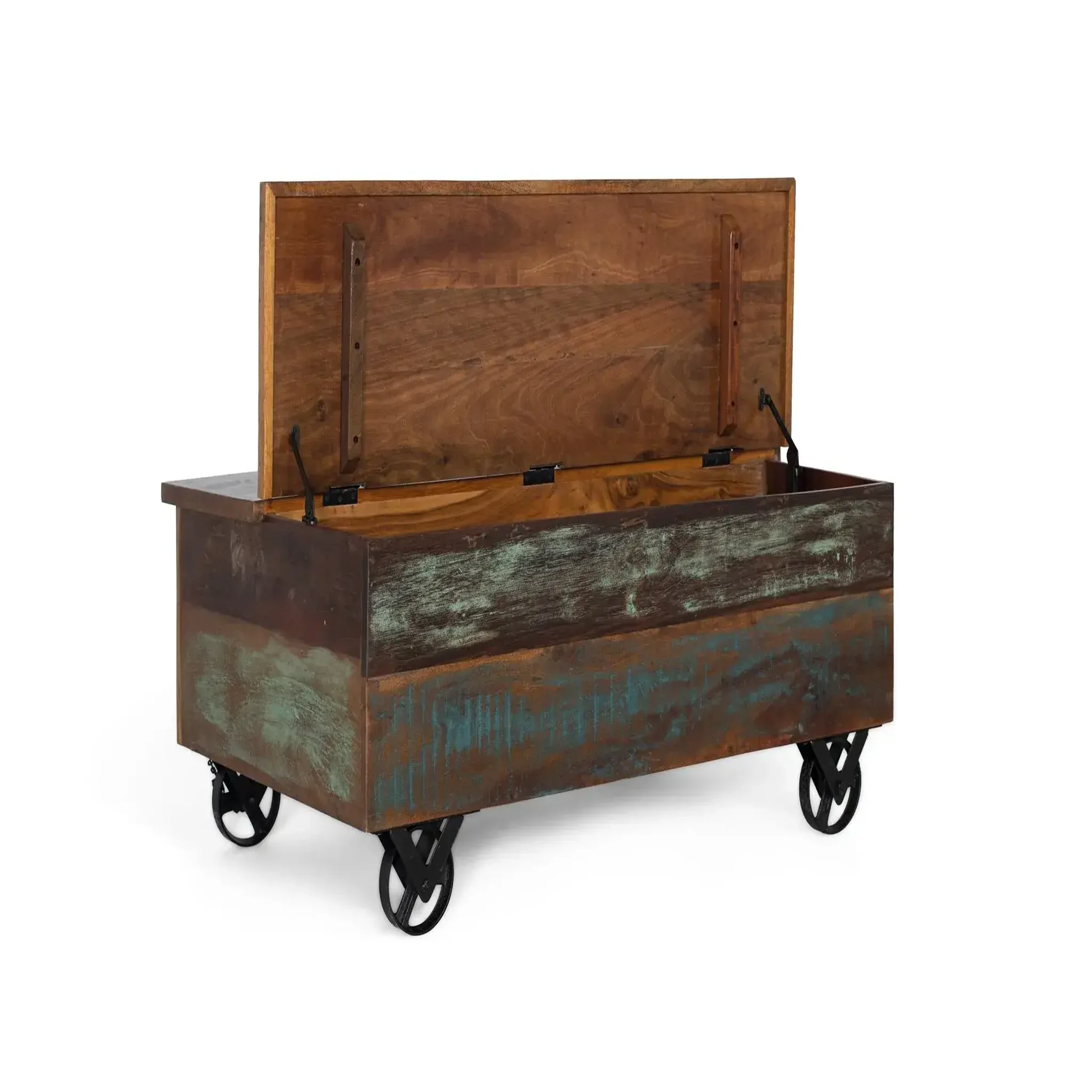 Voir la diapositive 4 : GINER Y COLOMER SL Table basse en bois recyclé 110 cm style vintage moderne
