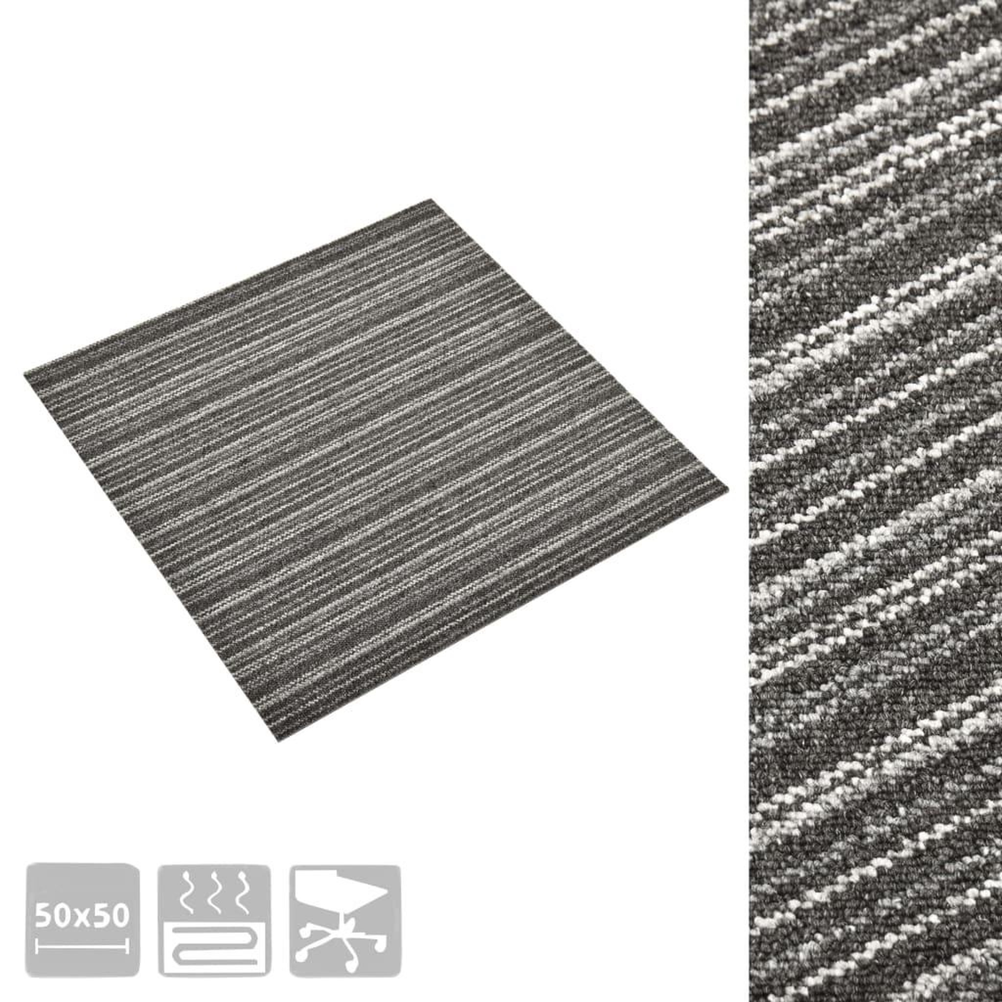 Voir la diapositive 3 : VIDAXL Dalles de tapis de sol 20 pcs 5 m^2 50x50 cm Anthracite raye