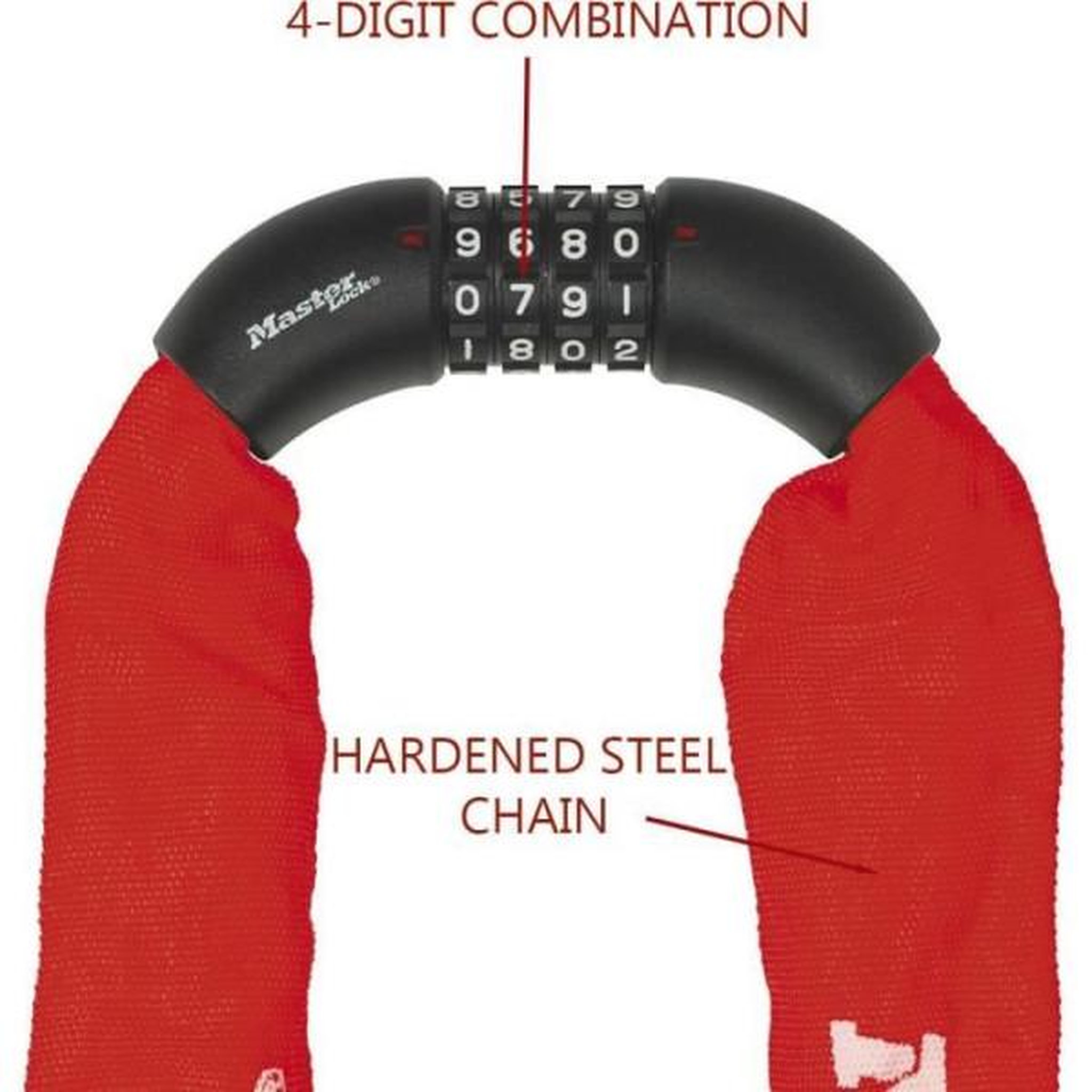 Voir la diapositive 3 : Master lock MASTER LOCK Chaîne Antivol Vélo [Combinaison] [90 cm Chaîne] [Rouge] 8392EURDPROCOLR