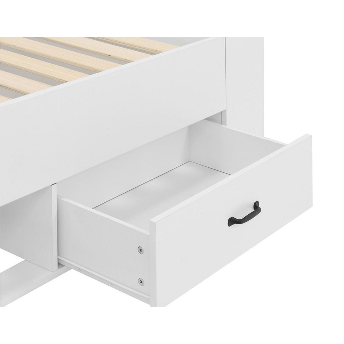 BEST MOBILIER Andrea - lit avec rangements - 140x190 cm - sommier inclus - bois