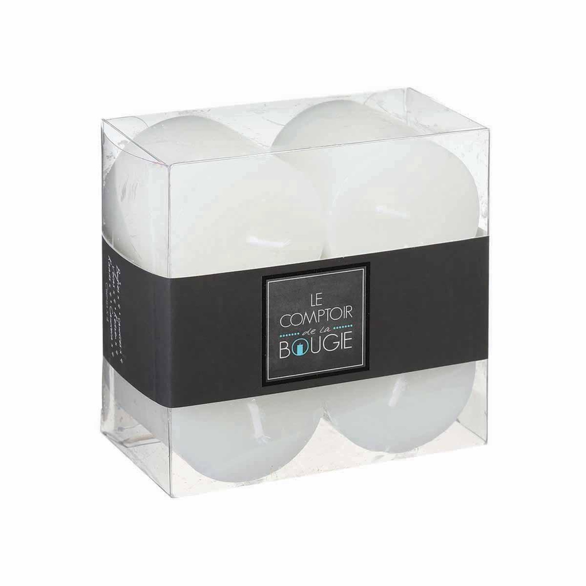Voir la diapositive 3 : COMPTOIR DE LA BOUGIE Lot de 4 bougies votives  rustic  4,5cm blanc