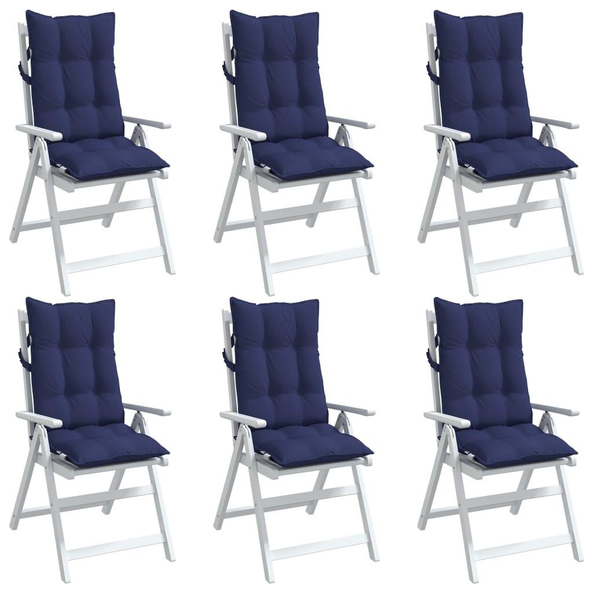 Voir la diapositive 4 : VIDAXL Coussins de chaise a dossier haut lot de 6 bleu marine
