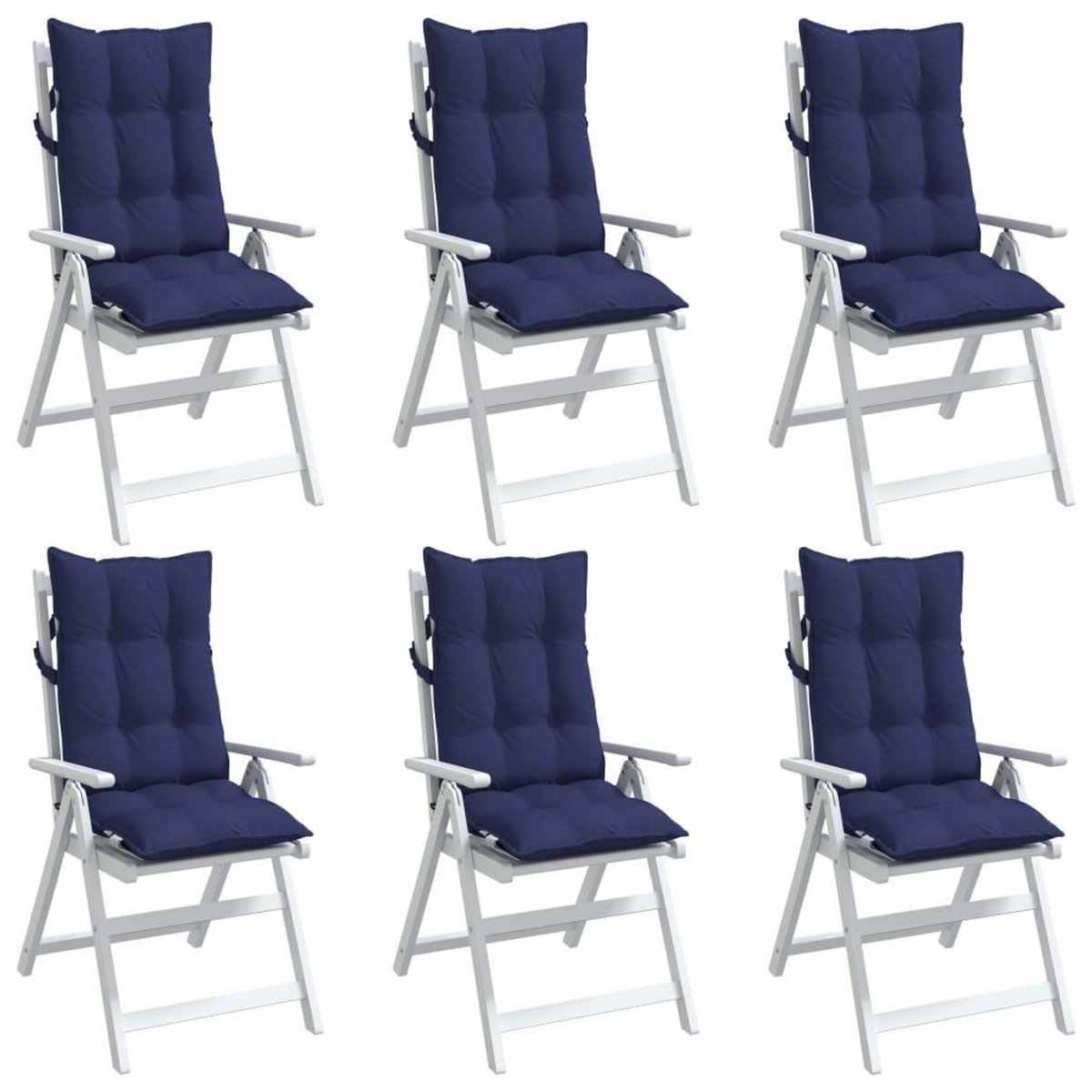 VIDAXL Coussins de chaise a dossier haut lot de 6 bleu marine