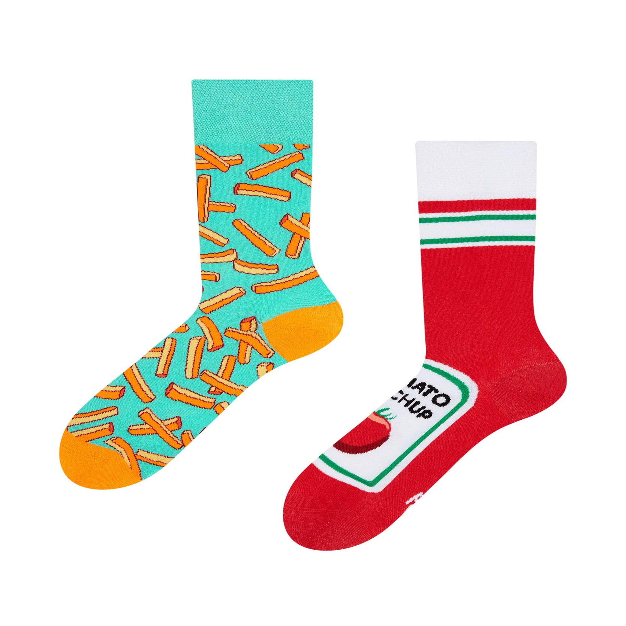 DEDOLES Chaussettes frites et ketchup. Coloris disponibles : Multicolore
