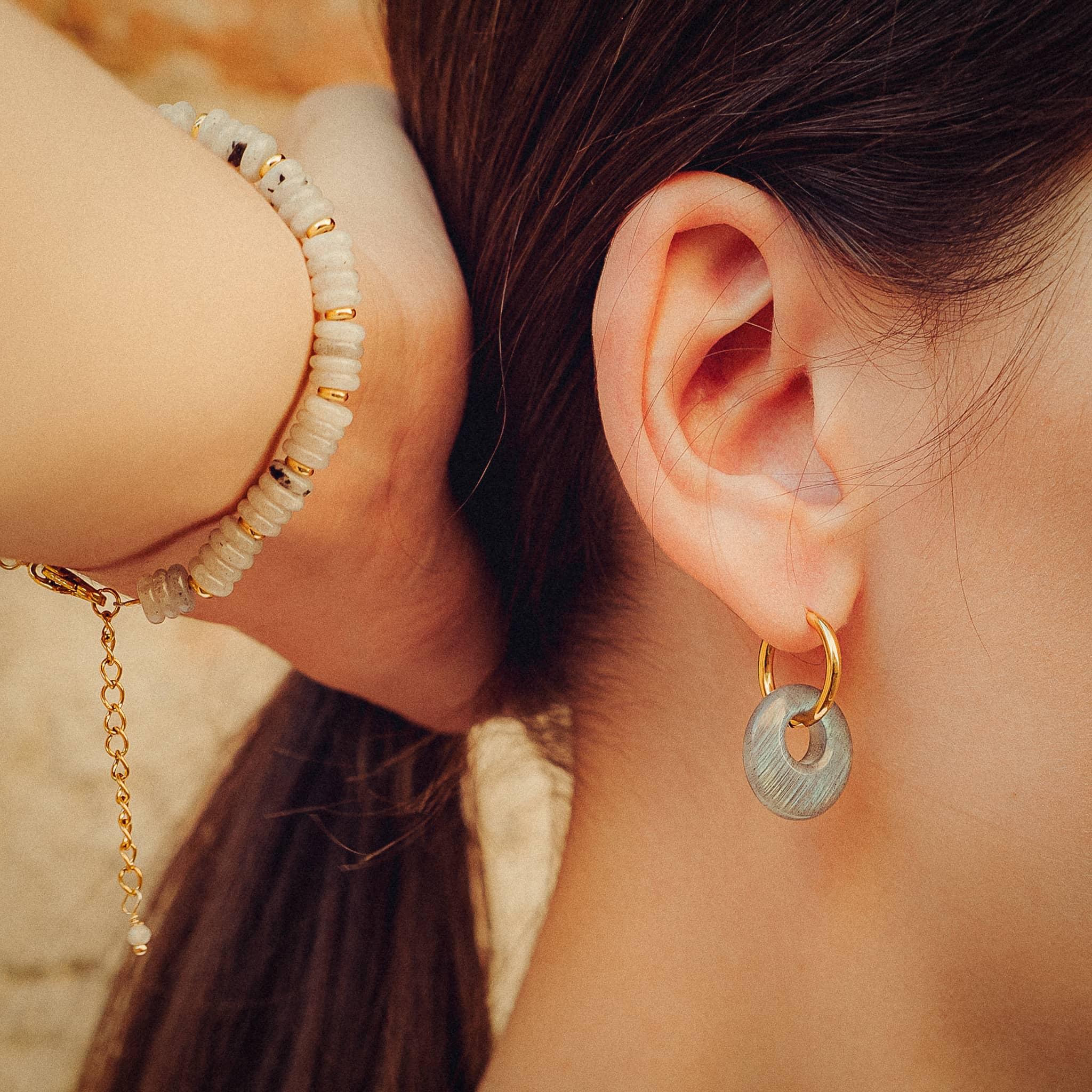 Voir la diapositive 3 : SLOYA Boucles d'oreilles Blima en pierres Labradorite