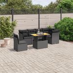 VIDAXL Salon de jardin 7 pcs avec coussins noir resine tressee