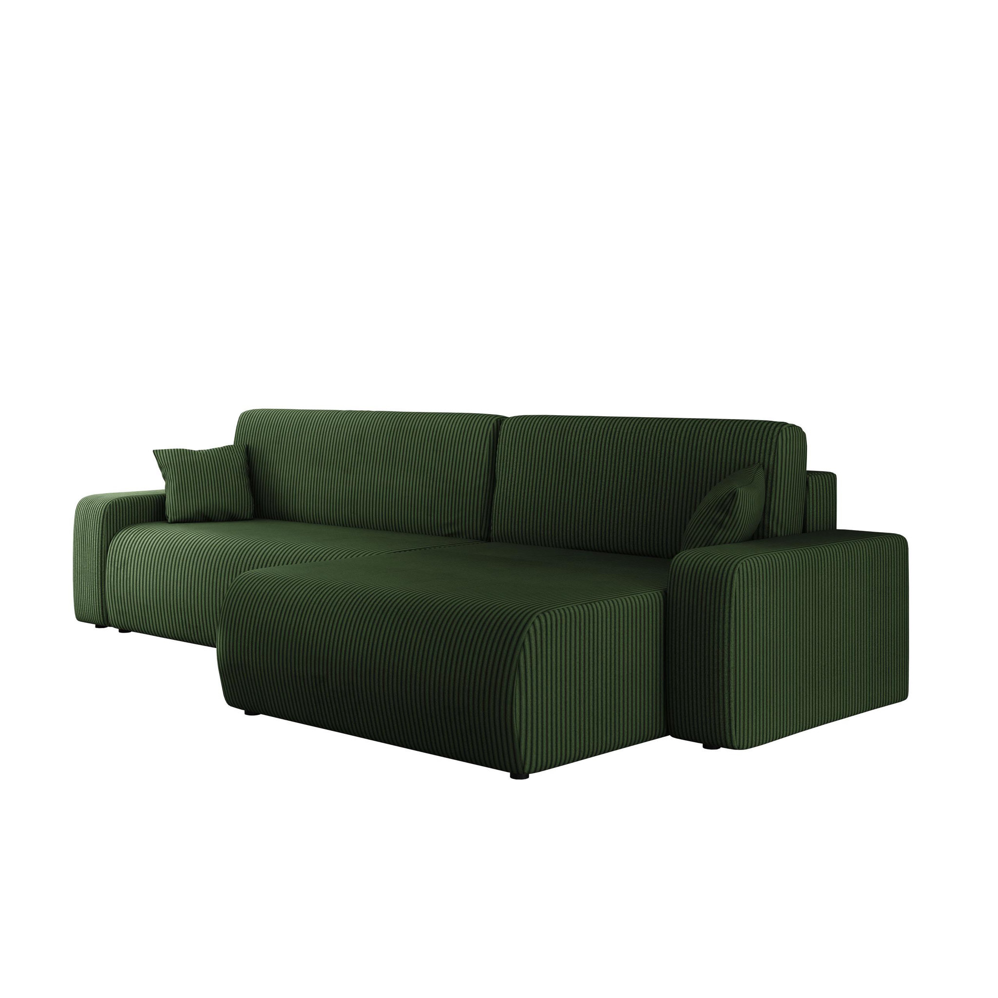 Voir la diapositive 6 : BEST MOBILIER Artemisa - canapé d'angle réversible 5 places convertible avec coffre en velours côtelé