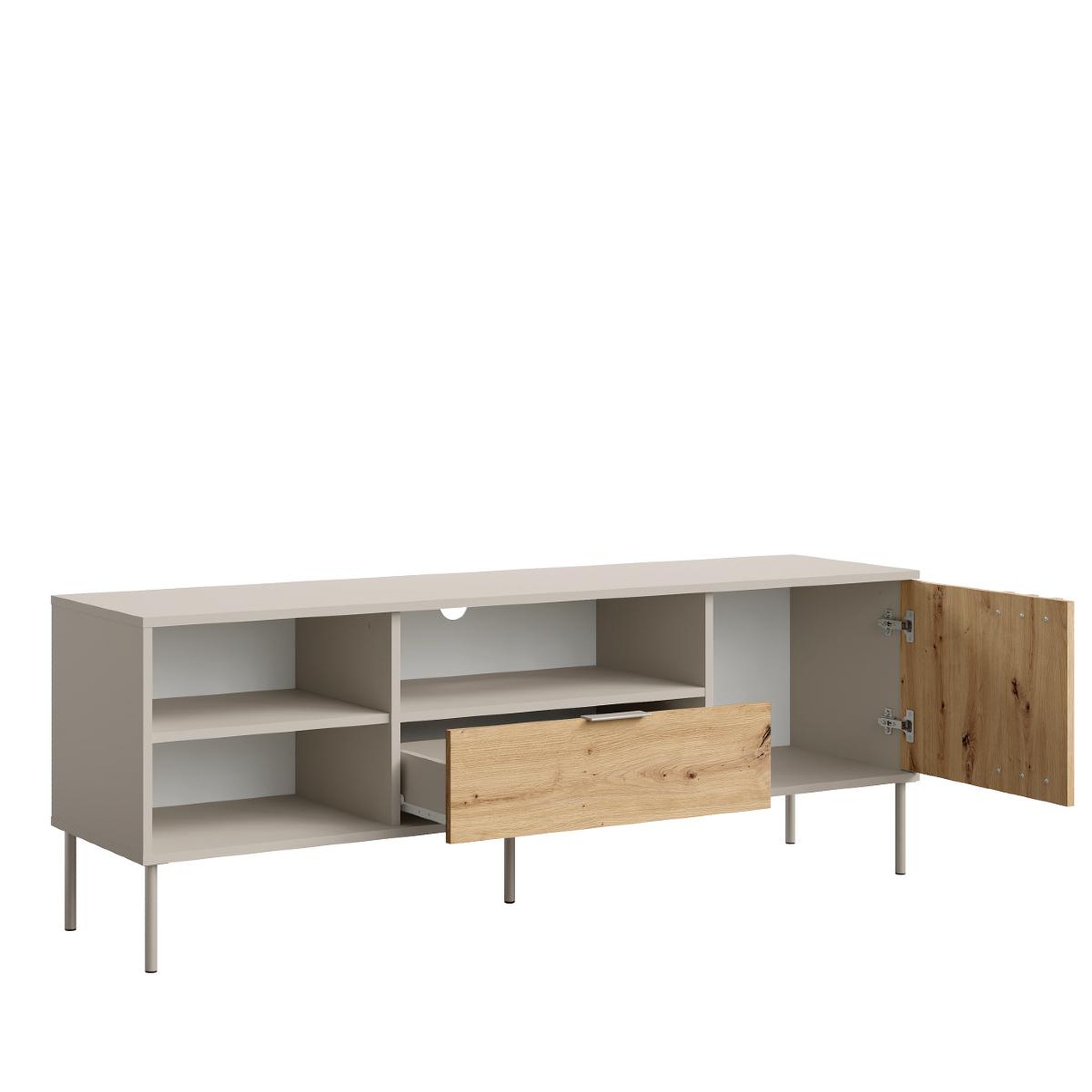 Voir la diapositive 3 : JLC KREATION Meuble tv moderne beige et bois 160cm irina