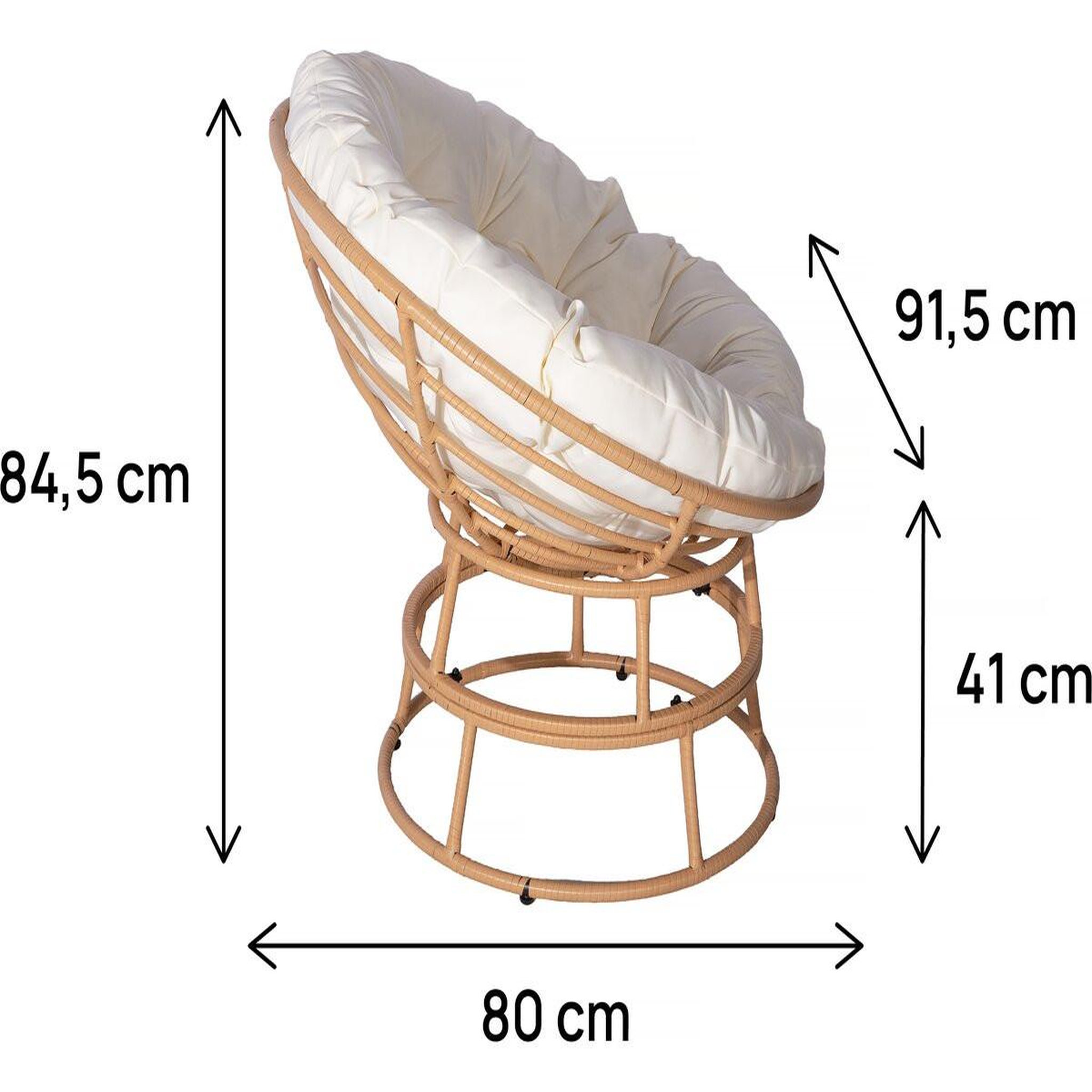 Voir la diapositive 3 : Habitat et Jardin Fauteuil papasan intérieur/extérieur style loveuse  bali  - ø91cm - beige