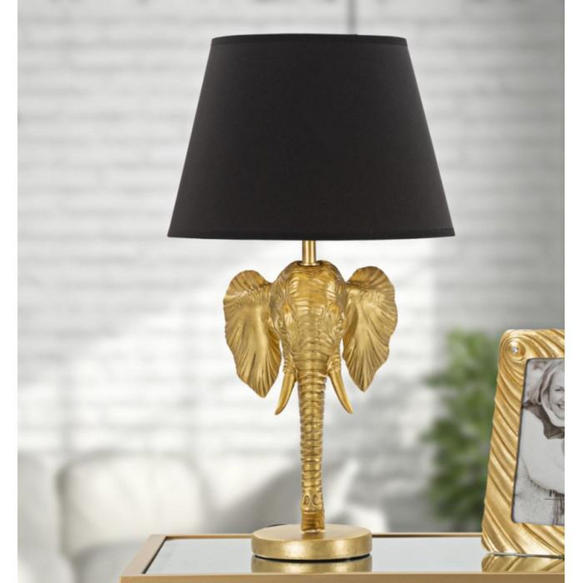 Paris Prix Lampe à Poser Design  Elephant  59cm Or & Noir