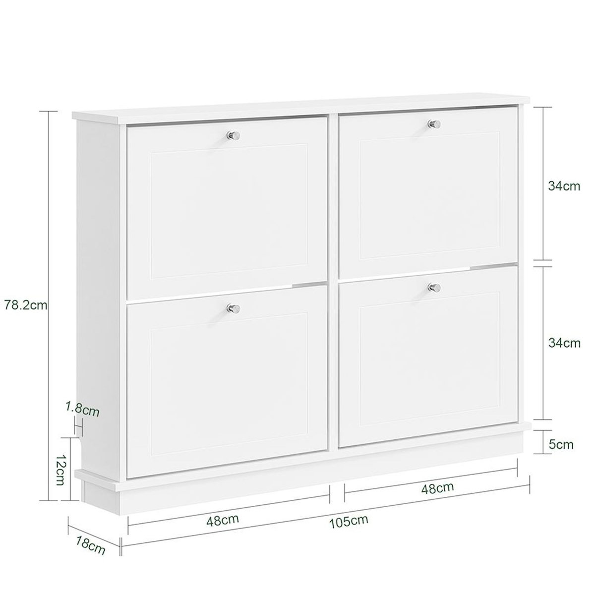 SOBUY Armoire à chaussures Blanc 105x48x78 cm FSR216-W