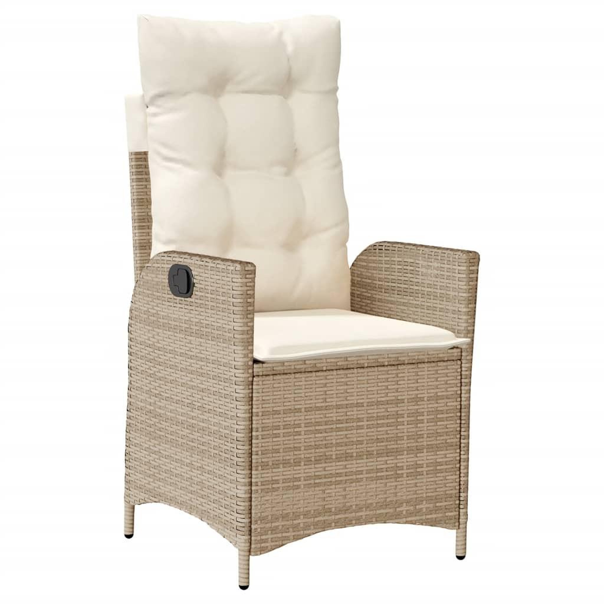 Voir la diapositive 2 : VIDAXL Chaise inclinable de jardin avec coussins beige resine tressee