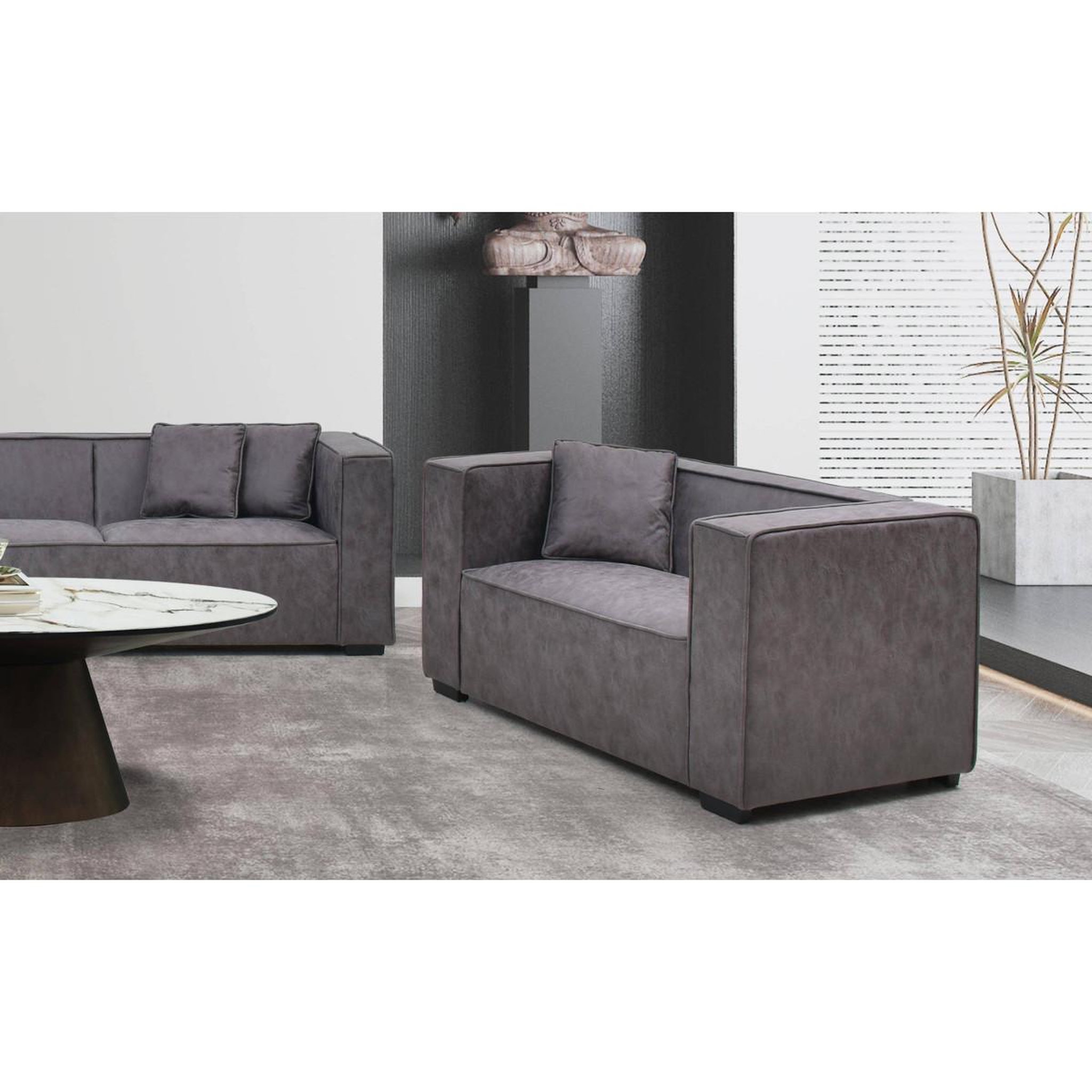 Voir la diapositive 5 : Paris Prix Fauteuil Large en Tissu  Brock  146cm Gris