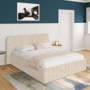 Voir la diapositive 4 : ID MARKET Lit coffre double ALBA avec tête de lit et sommier 140 x 190 cm velours beige