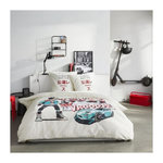 Today Parure de lit - TODAY - JAVA - 2 personnes - 240x220 cm - Coton - Imprimé Street racing - Blanc