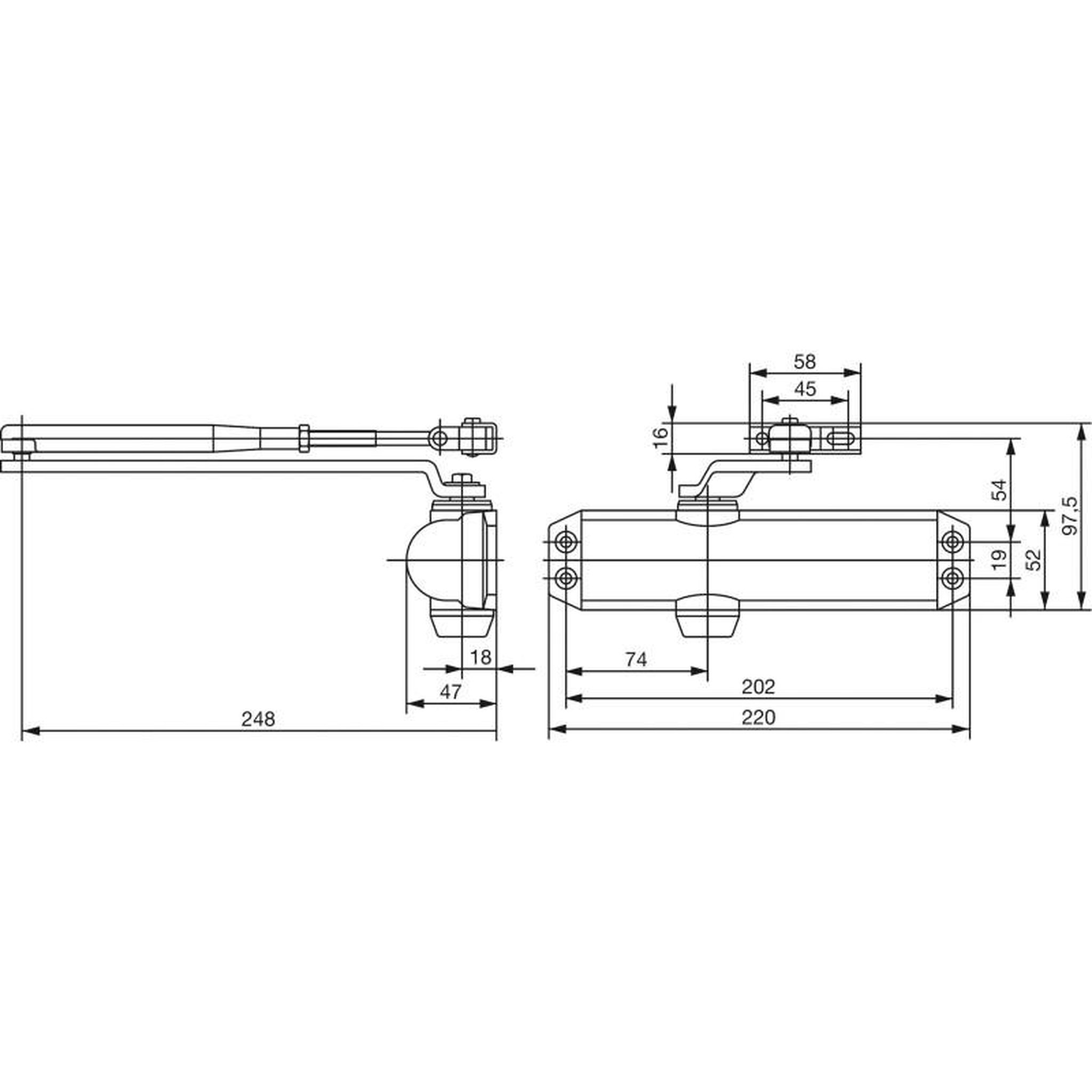 Voir la diapositive 2 : VACHETTE Ferme porte DC 120 avec bras compas VACHETTE 19326000