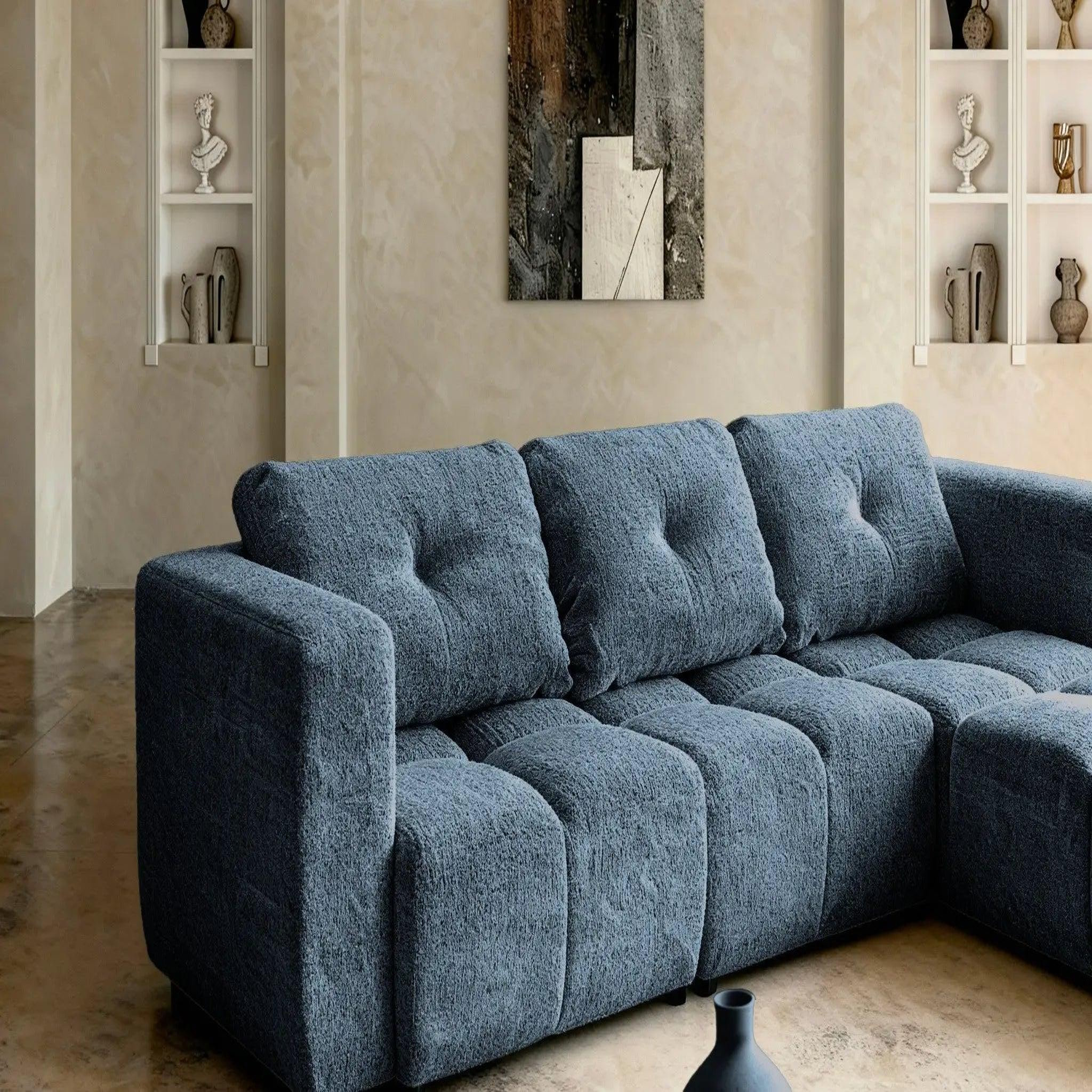 Voir la diapositive 4 : CASANOVA PARIS Romy 4 places - canapé d'angle convertible tissu chenille 4 places