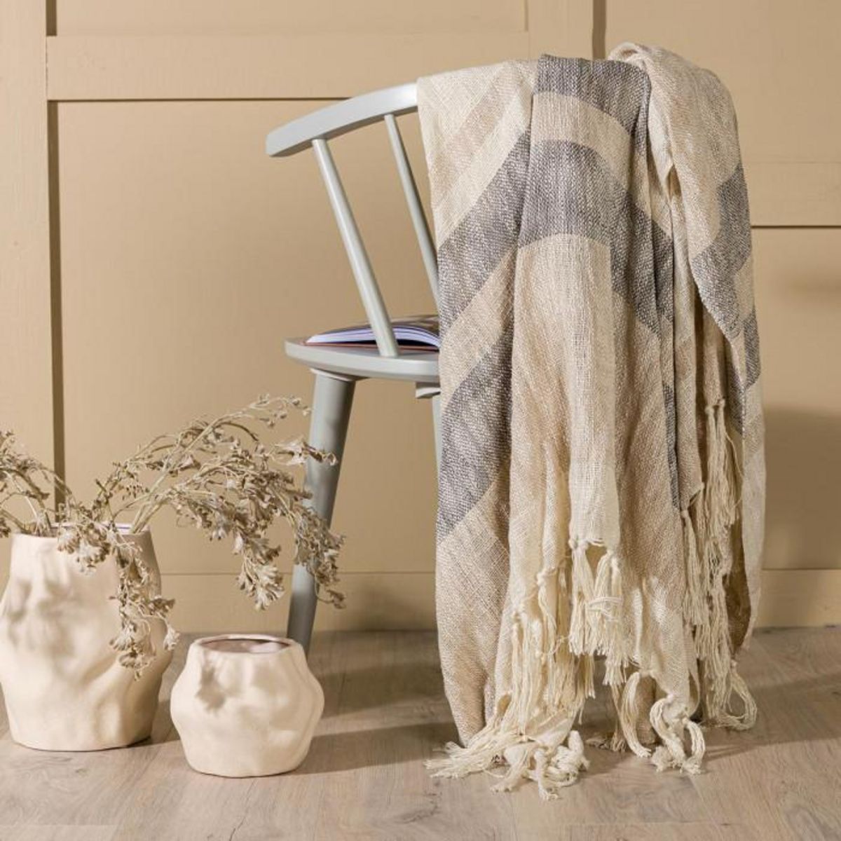 Paris Prix Plaid à Franges  Sandy  130x170cm Beige