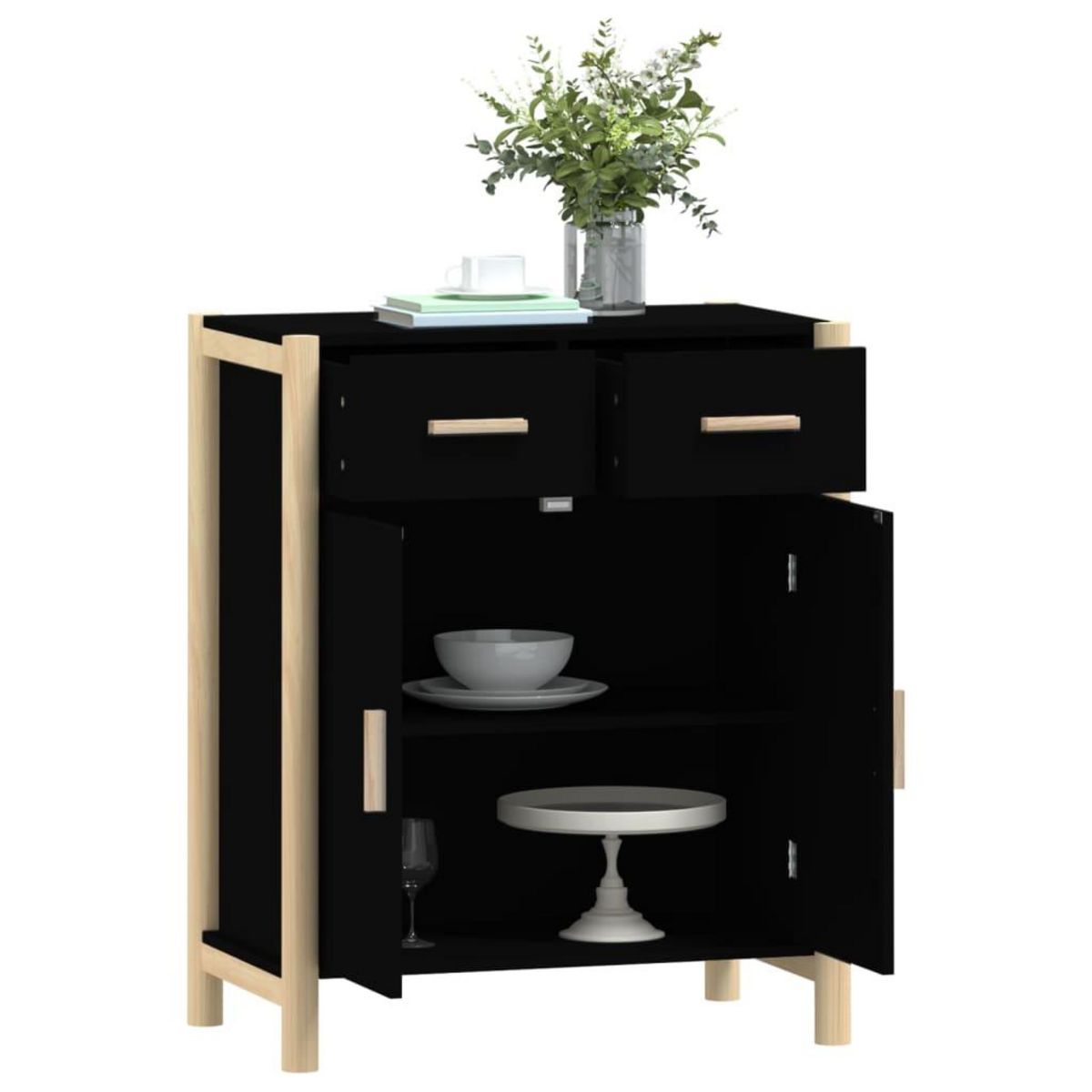 VIDAXL Buffet Noir 62x38x75 cm Bois d'ingenierie