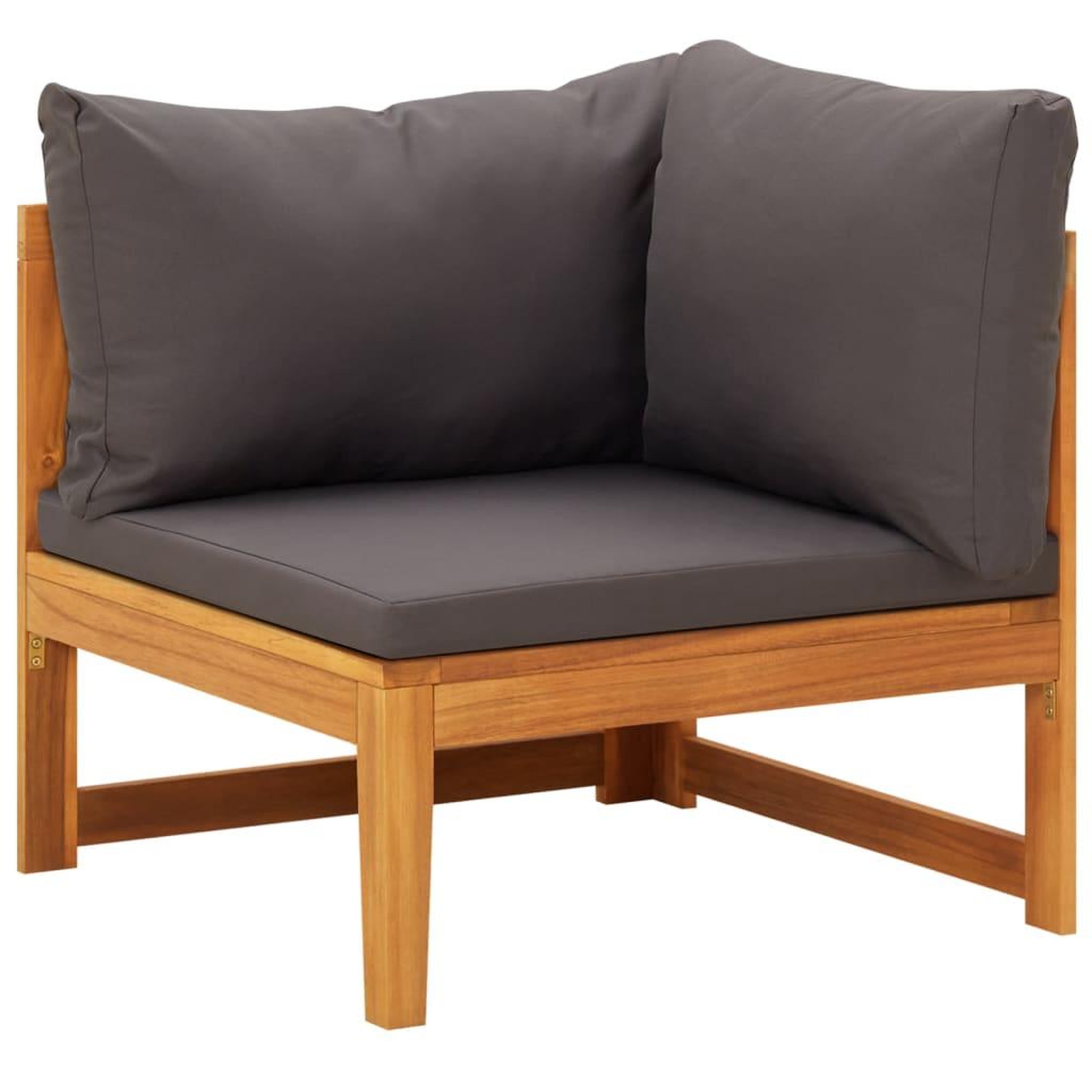 Voir la diapositive 1 : VIDAXL Canape d'angle avec coussins gris fonce Bois d'acacia solide