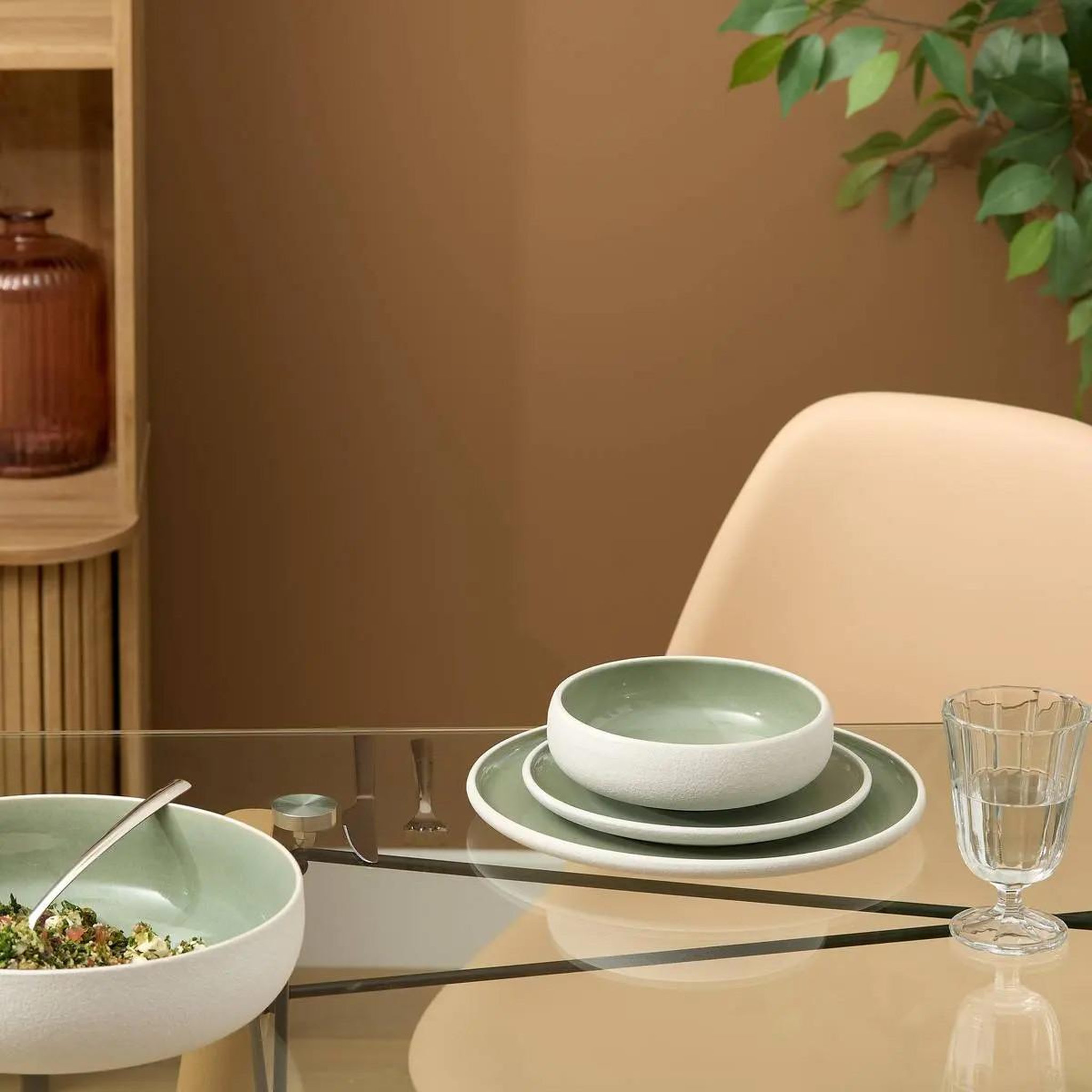 Voir la diapositive 2 : SECRET DE GOURMET Lot de 6 assiettes creuses  chiara  16cm vert