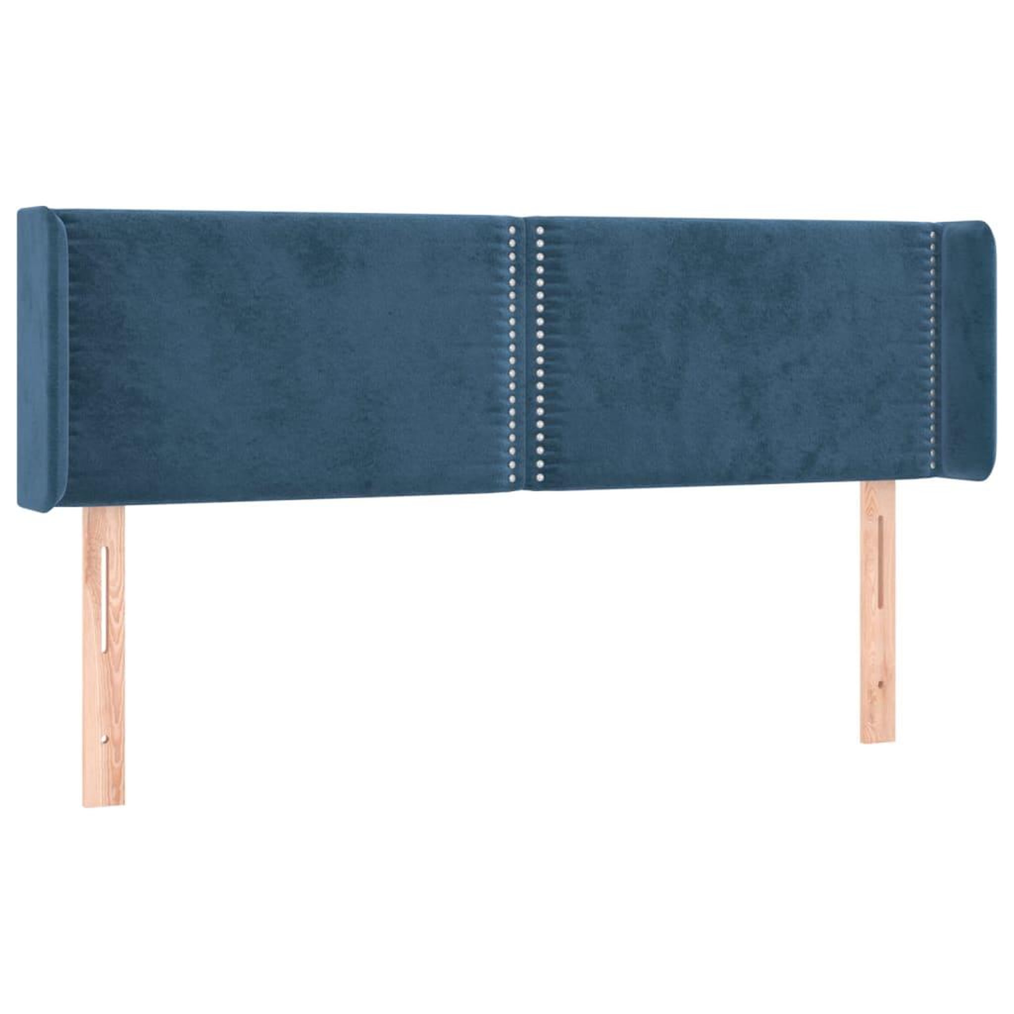 Voir la diapositive 2 : VIDAXL Tete de lit avec oreilles Bleu fonce 147x16x78/88 cm Velours